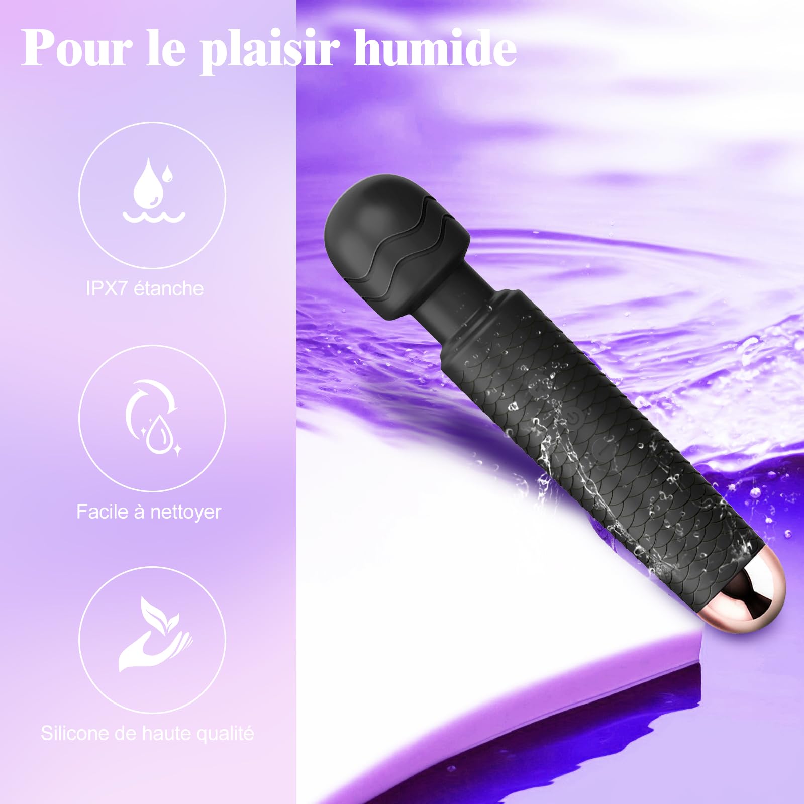 YICOCO Powerful Rechargeable Wireless Electric Wand Massager with 25 Vibration Modes - USB Charging Clitoral Stimulator for Women & Couples - Perfect for Solo Play, Couples Intimacy & Relaxation