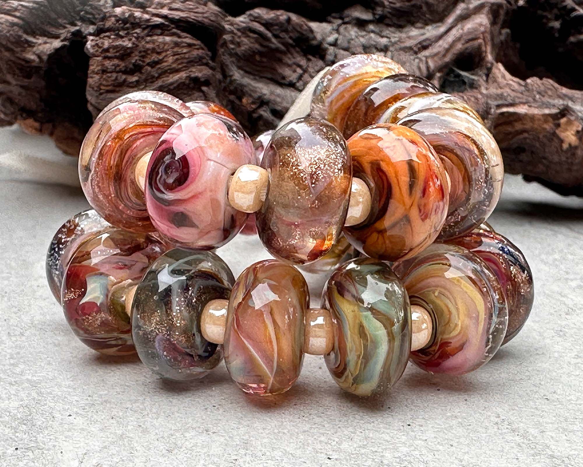 23pcs Brown Shimmer Lampwork Glass Beads for Jewelry Making - DIY Bracelets, Necklaces & Craft Projects - Mixed SRA Orphan Beads Collection