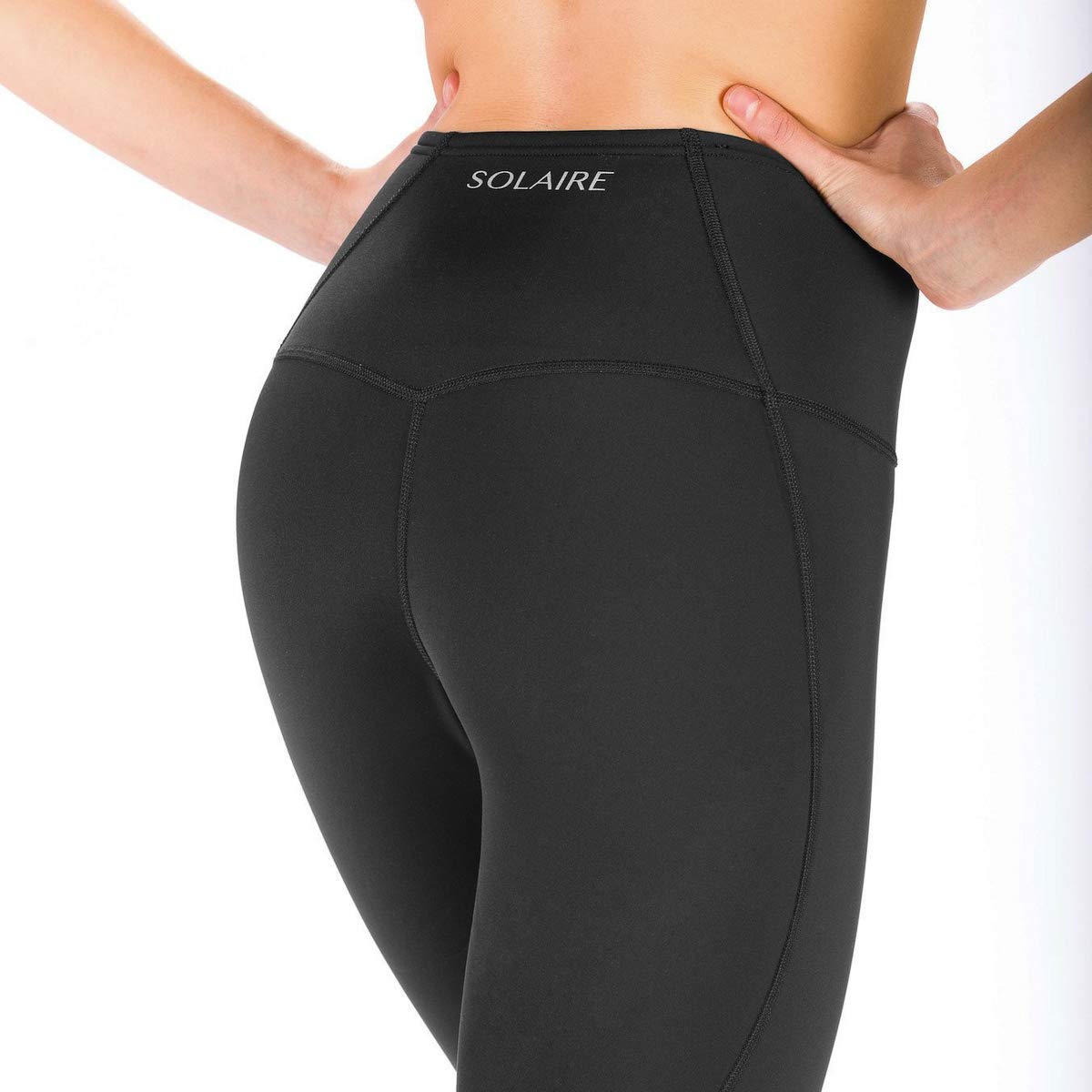 Solaire Women's High Waisted Workout Leggings - Gym Yoga Running Athletic Pants - Breathable Black Sports Leggings for Training & Active Lifestyle