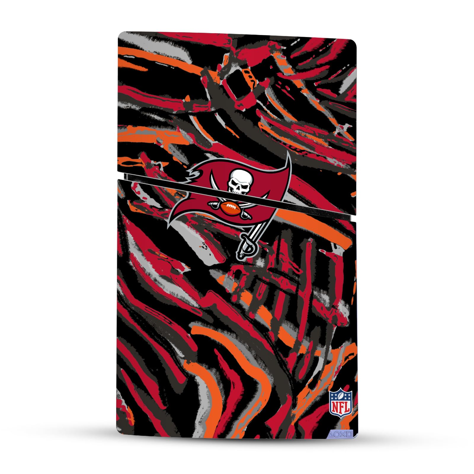 Official NFL Licensed Tampa Bay Buccaneers Abstract Brush Strokes Vinyl Skin Sticker - Compatible with Sony PS5 Slim Digital Edition Console & DualSense Controller - Perfect for Gaming Setups & Fan Decor