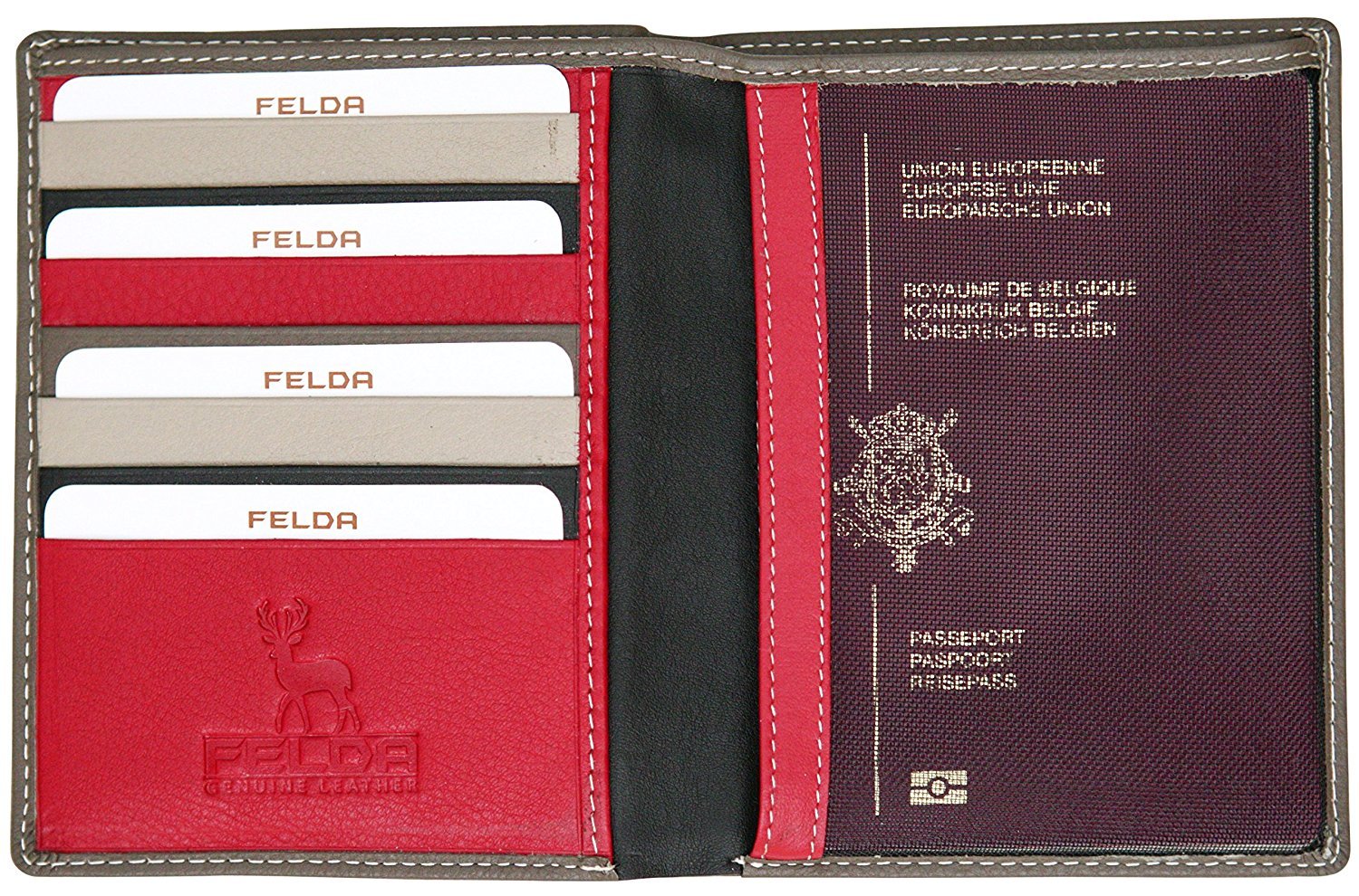 RFID Leather Passport Holder & Travel Wallet with Credit Card Slots - Mushroom Brown Multi-Functional Organizer for Secure International Travel & Business Trips