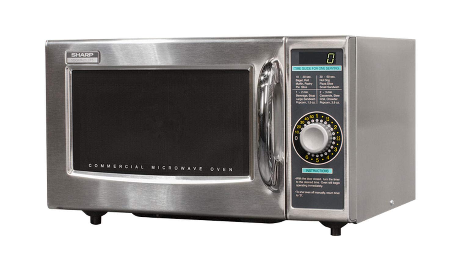 Sharp R-21LCFS 1000W Commercial Microwave Oven with Dial Timer, 120V - Medium Duty Silver (Updated R-21LCF Model) - Perfect for Restaurants, Cafes, and Food Service Businesses