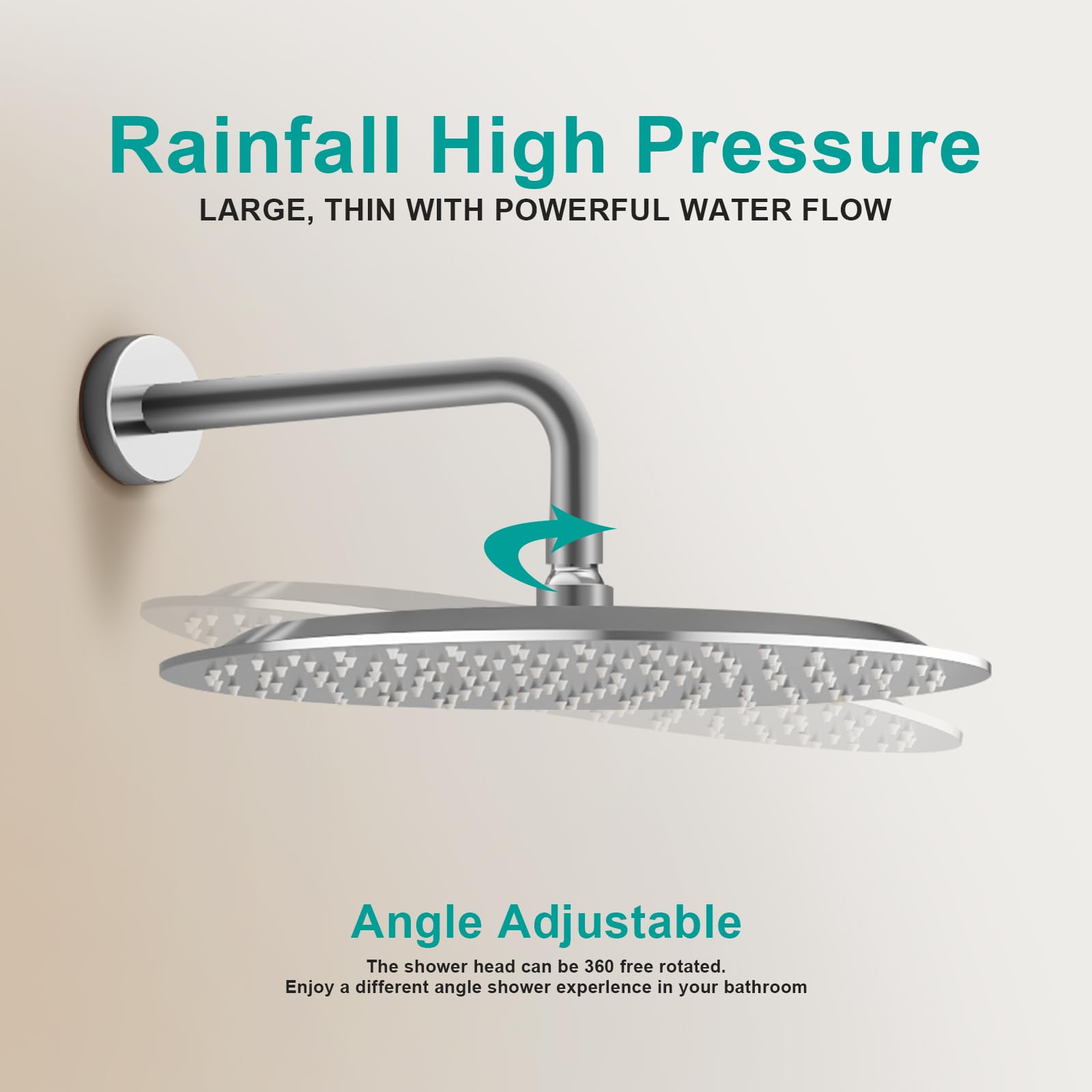 Premium Stainless Steel Rain Shower Head - Heavy Duty All Metal Construction, High Pressure Water Flow, Easy Installation - Modern Ultra-Thin Design for Bathroom & Spa (Chrome, 12 Inch) - Perfect for Relaxing Rainfall Shower Experience