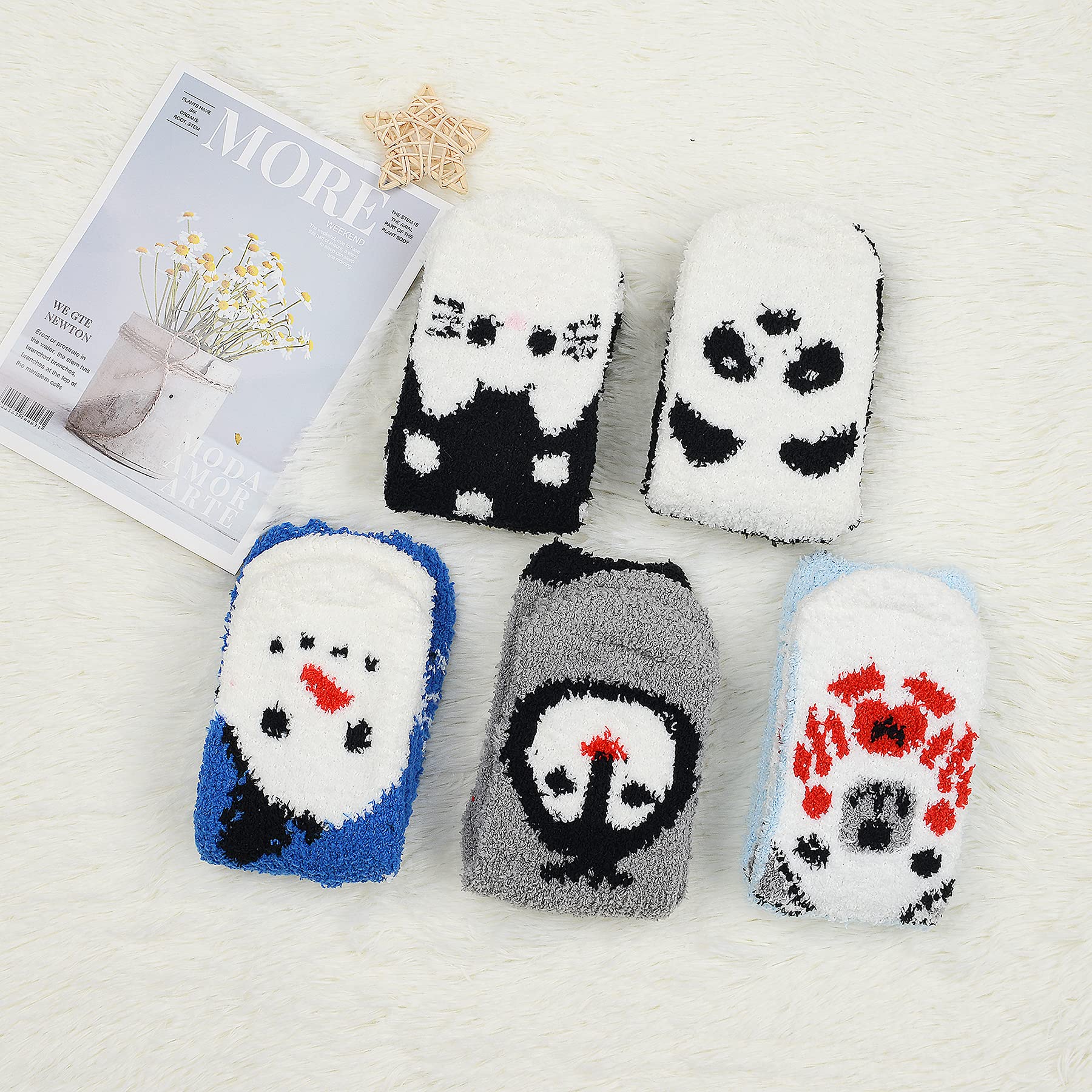 Zando Women's Soft Fuzzy Socks - Thick Warm Winter Slipper Socks for Home, Sleeping & Lounge - Cozy Fluffy Non-Slip House Socks for Cold Weather Comfort