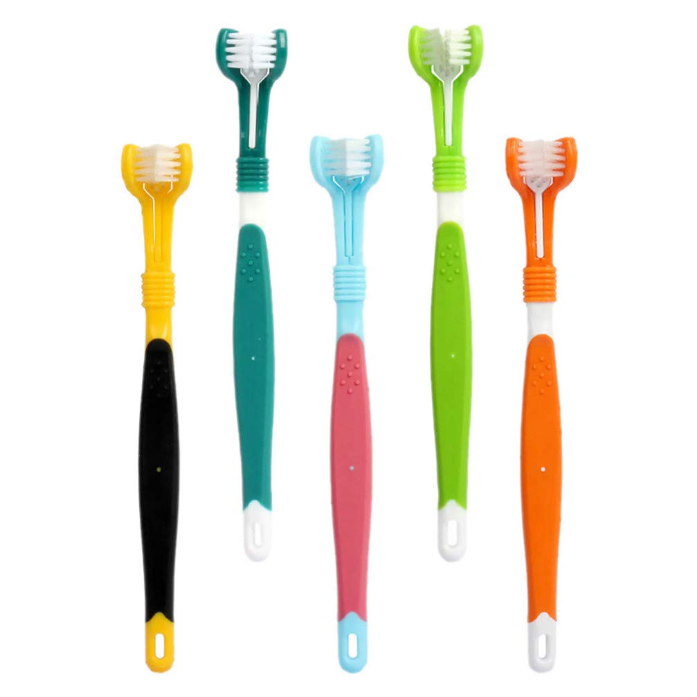 Balacoo 5-Pack 3-Sided Dog Toothbrush Set - Triple-Sided Dental Care for Dogs & Cats - Pet Teeth Cleaning Brushes for Fresh Breath & Oral Hygiene - Perfect for Daily Pet Dental Care Routine at Home