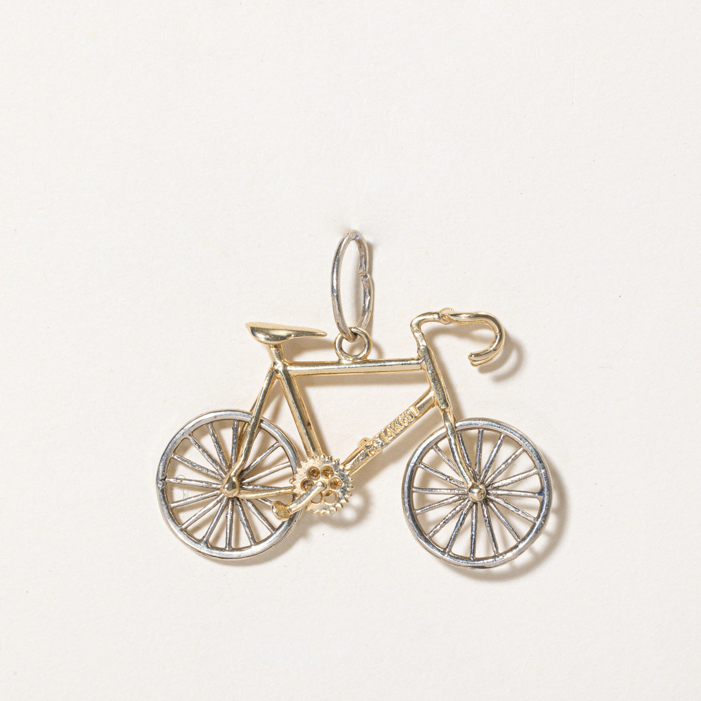 14K Two-Tone Gold Bicycle Charm Pendant - Elegant Jewelry for Necklace or Bracelet - Perfect Gift for Cyclists & Jewelry Lovers