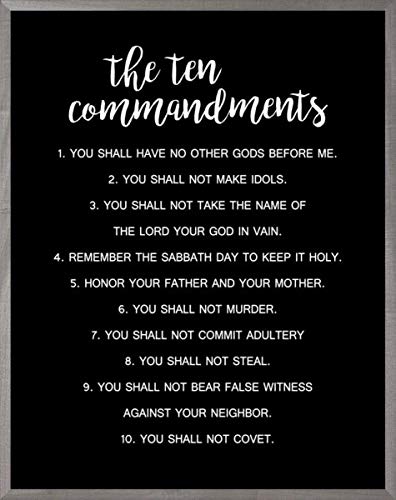 Farmhouse Style Framed Art - The Ten Commandments in Black (11x14 Inches) - Perfect for Home Decor, Wall Art, and Religious Gifts
