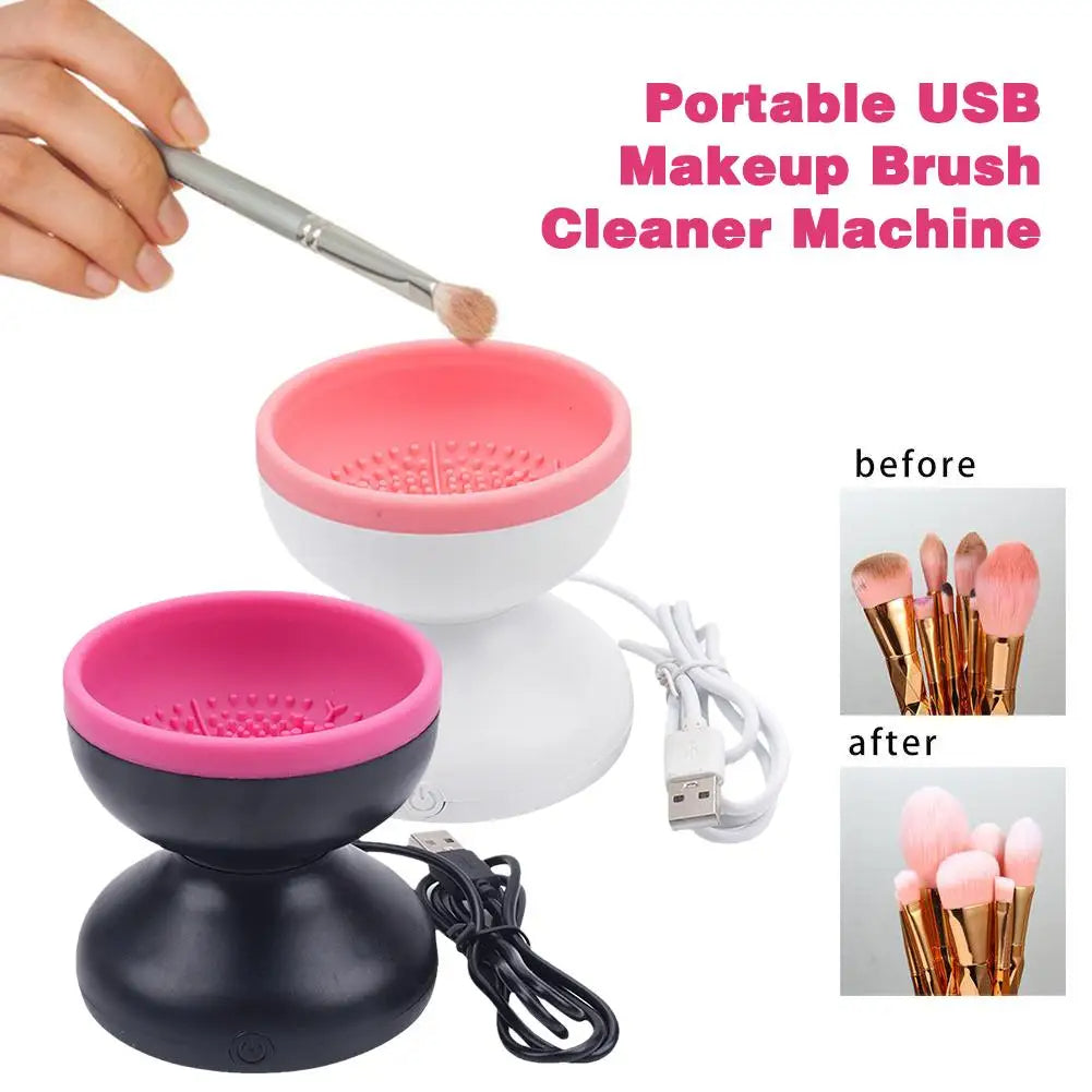 Portable Electric Makeup Brush Cleaner Machine - Automatic USB Cosmetic Brush Cleaner Tool for All Size Beauty Brushes | Perfect for Home, Travel & Professional Makeup Artists