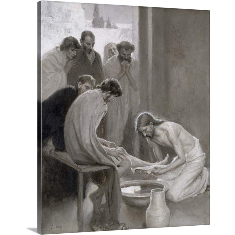 Albert Gustaf Aristides Edelfelt Jesus Washing the Feet of His Disciples 1898 Canvas Wall Art Print - 11x14 Inches Religious Christian Bible Painting for Home Decor, Church & Office