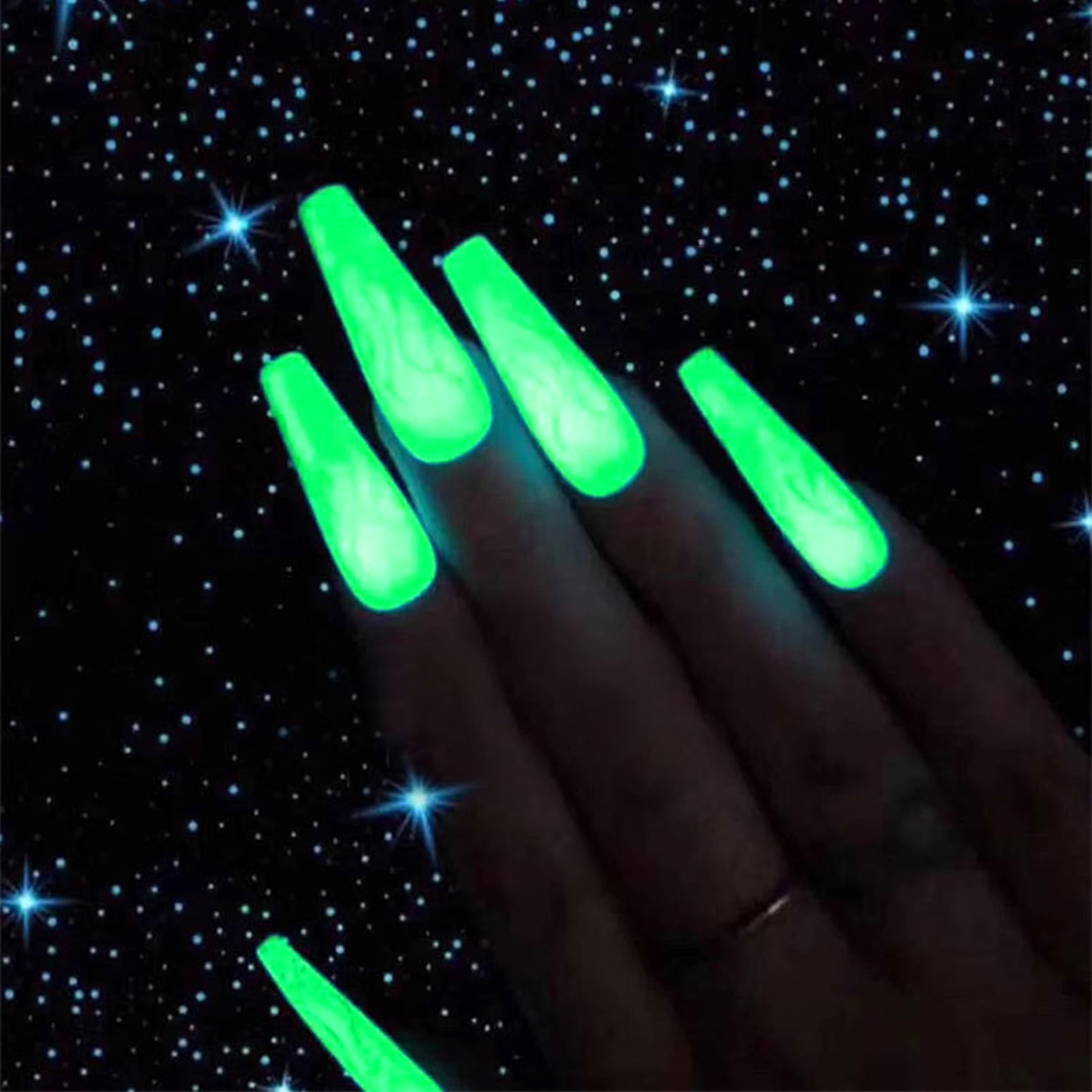 Glow in Dark Nail Polish Set - Long Lasting UV Gel Top Coat for DIY Salon Nails at Home | Fluorescent Neon Green Nail Polish with Luminous Effect | Perfect for Parties, Halloween, Night Events & Nail Art Designs