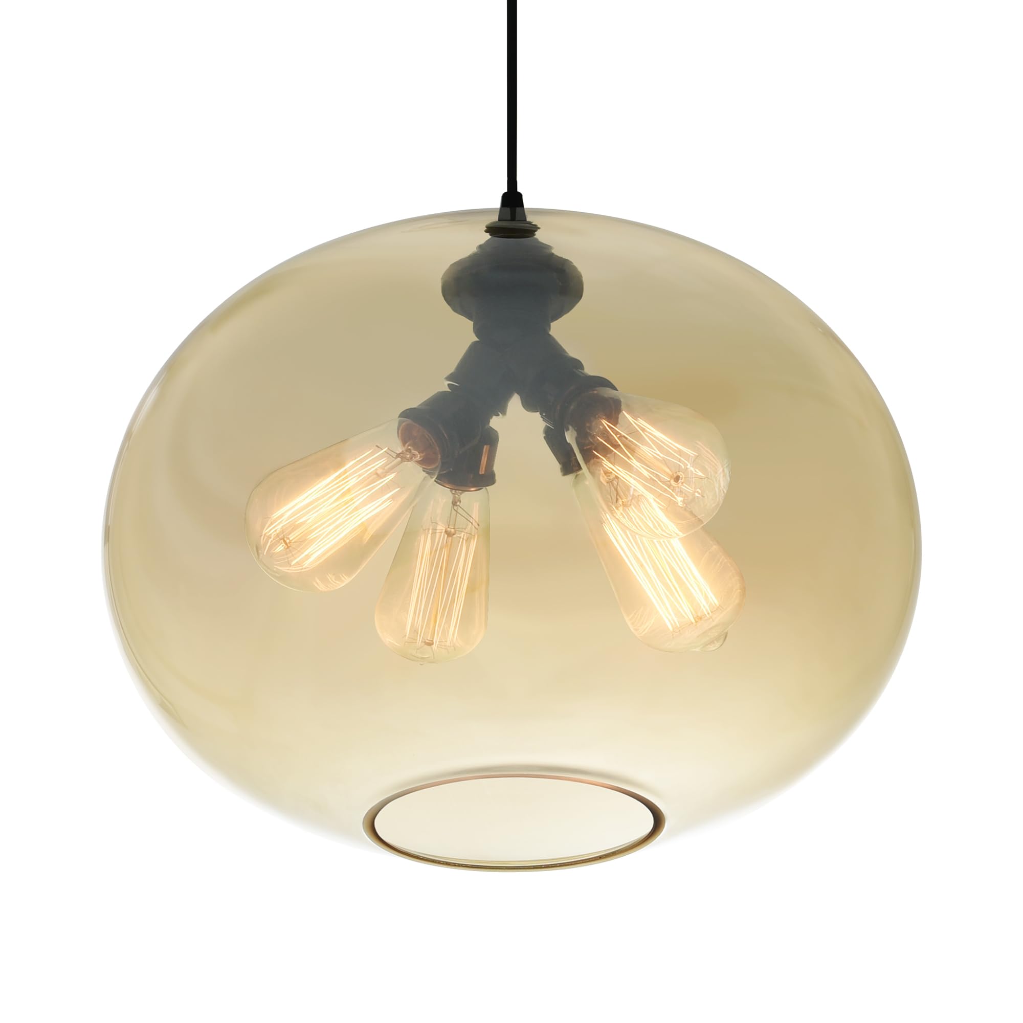 CWI Lighting 4-Light Glass Pendant Chandelier with Amber Finish - Perfect for Dining Room, Kitchen Island, and Modern Home Decor