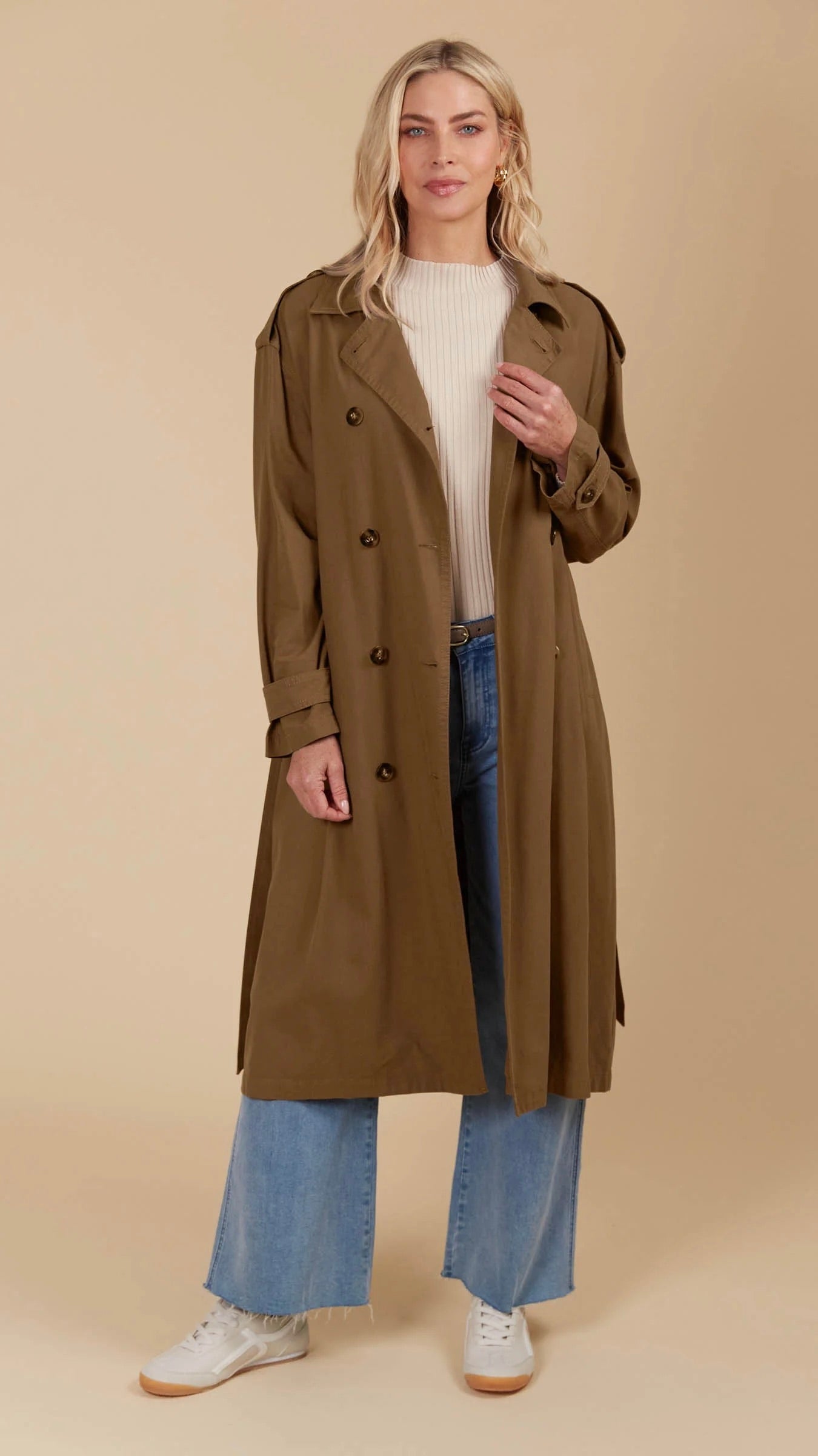 Freya Women's Trench Coat in Toffee Brown - Classic Long Waterproof Raincoat for Fall & Winter | Perfect for Office, Travel & Everyday Wear