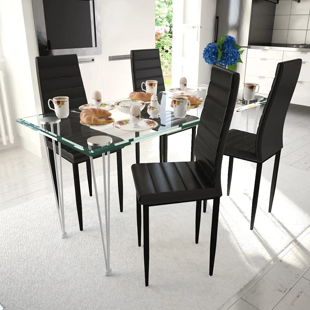 PU Leather Upholstered Dining Chairs - Black Faux Leather Side Chairs for Kitchen, Living Room & Dining Room | Comfortable Home Furniture for Family Gatherings & Dinner Parties