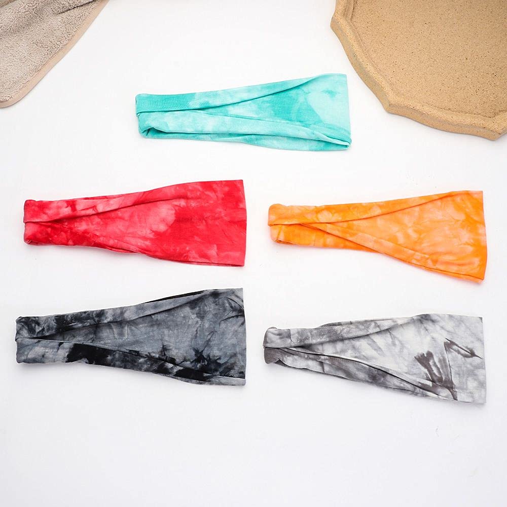 Non-Slip Yoga & Running Headbands for Women - Sweat Wicking Tie-Dye Hair Bands, Bandeau Headband (Wine Red) - Perfect for Workouts, Sports & Active Lifestyles