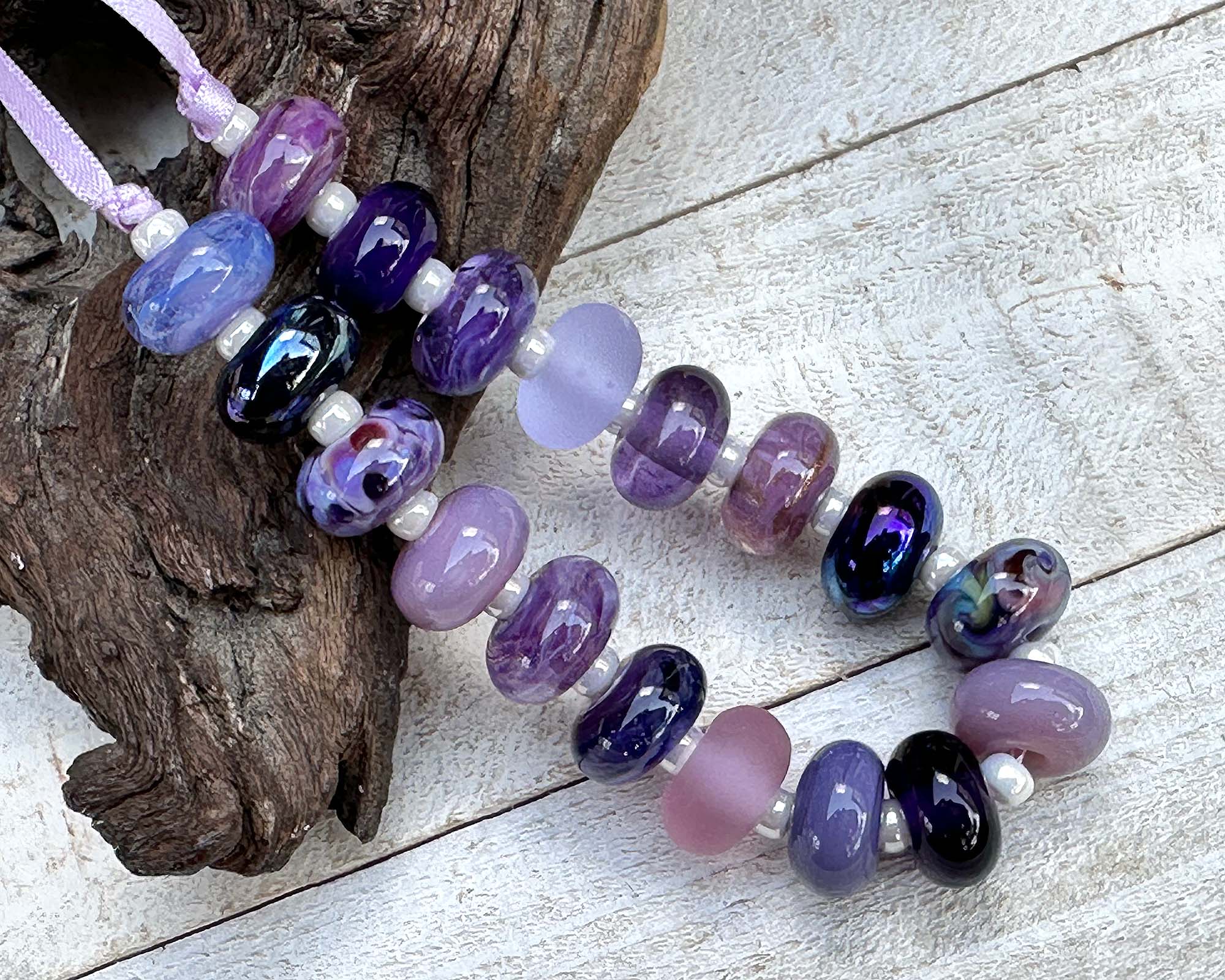 18-Piece Majestic Purple Lampwork Glass Beads Set for Jewelry Making - DIY Necklace, Bracelet, Earrings Crafting Supplies - Perfect for Beaders & Artisans