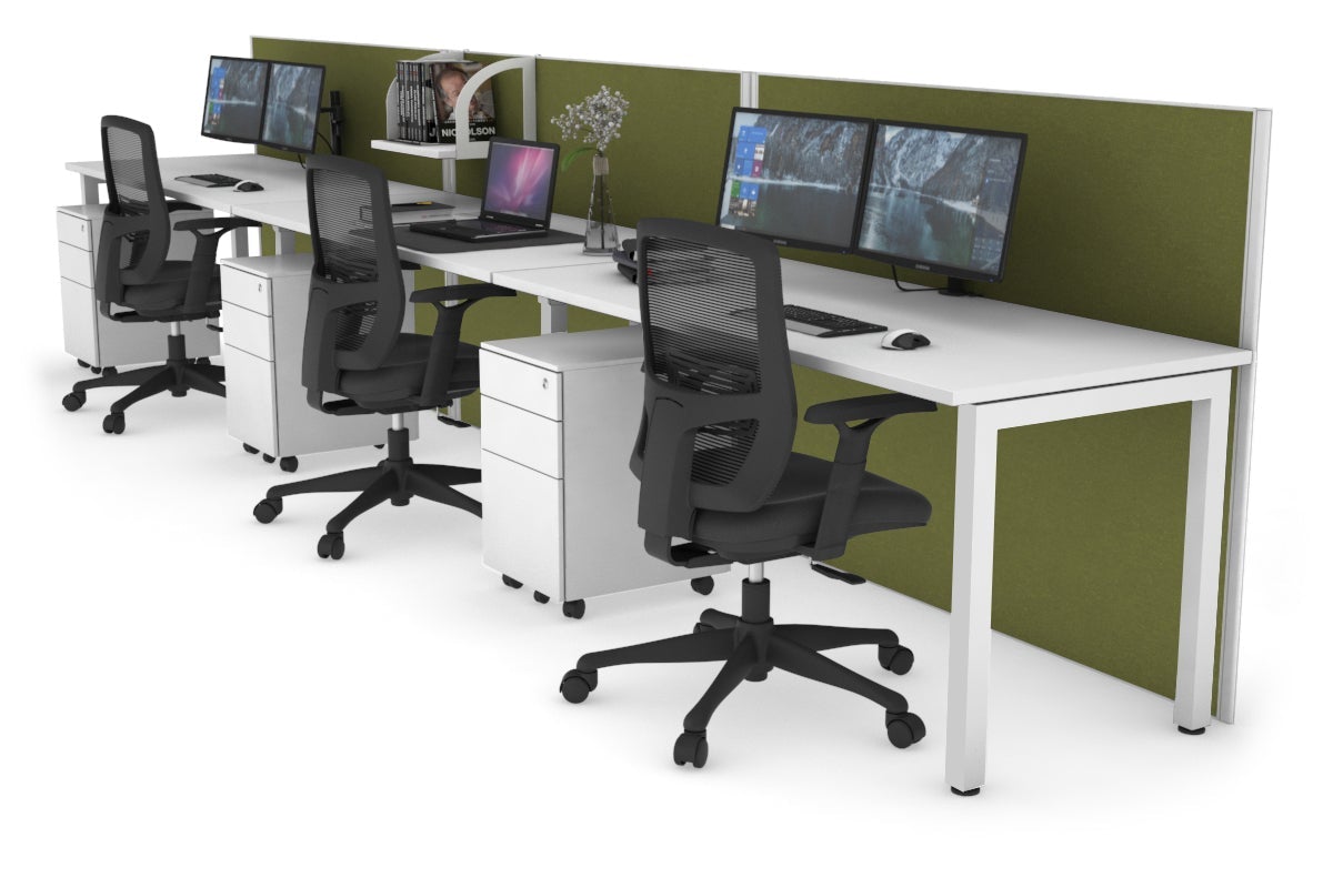 Horizon Quadro 3-Person Office Workstation with Square Legs - 1400L x 700W Dimensions - Perfect for Collaborative Workspaces, Home Offices & Modern Business Environments