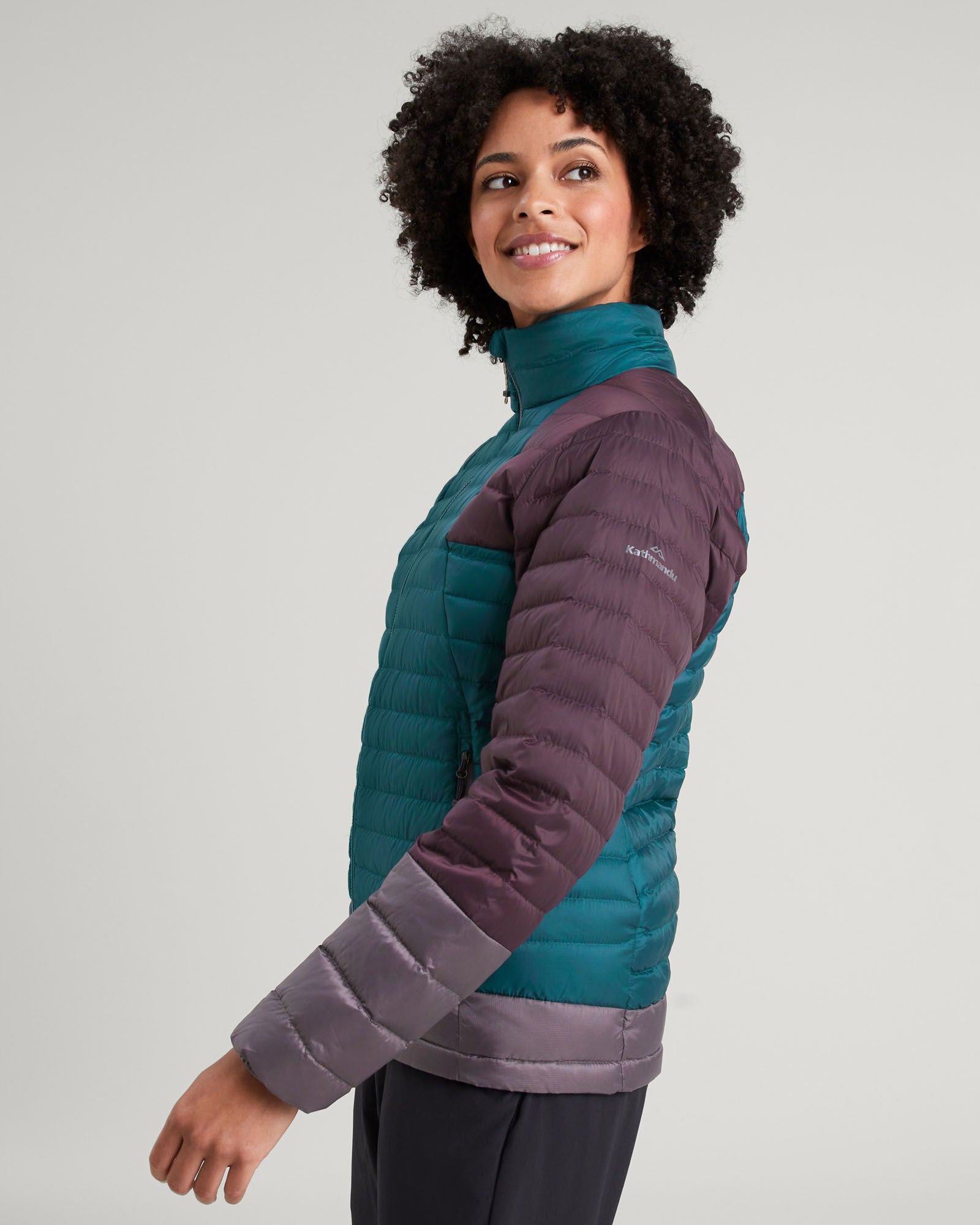 Women's Heli R Down Jacket - Lightweight Warm Winter Coat in Deep Lagoon/Jam/Light Quartz Colors | Perfect for Skiing, Hiking & Cold Weather Outdoor Activities