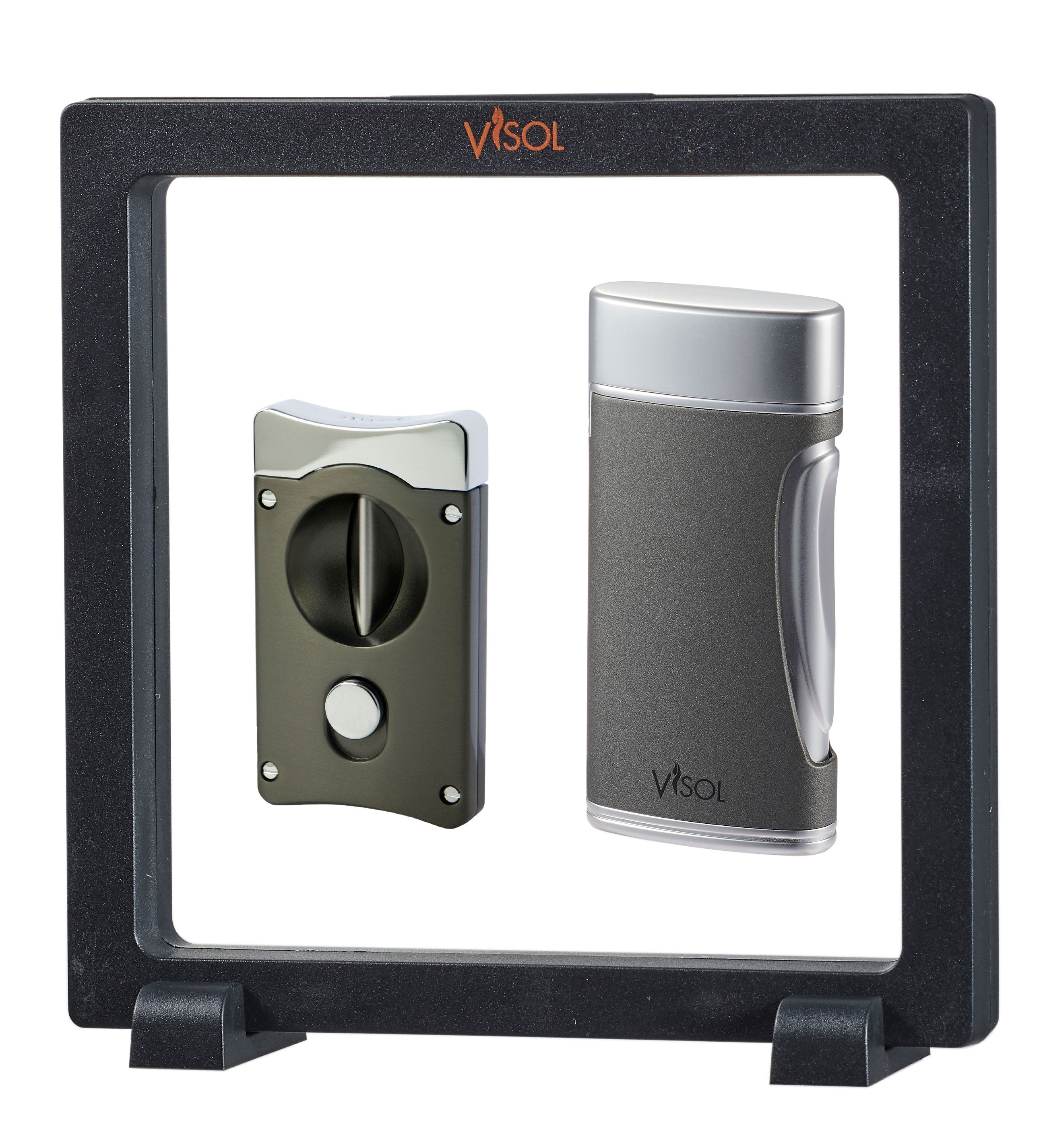 Visol Gunmetal Wedge V & Gray DuoMatt Floating Gift Set - Premium Floating Picture Frame for Wedding, Anniversary & Home Decor - Perfect for Displaying Cherished Memories