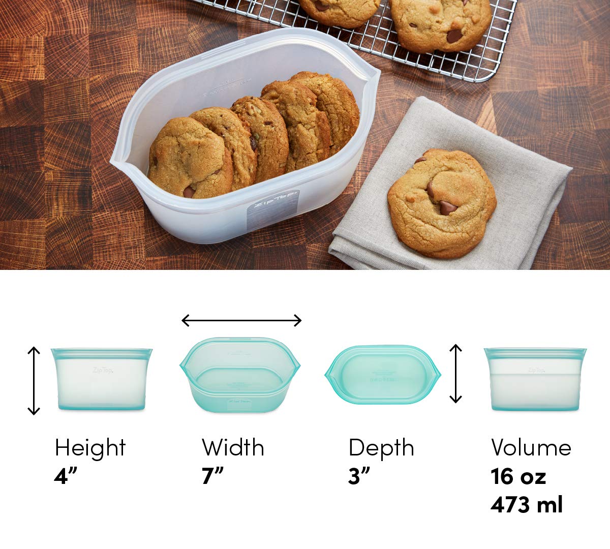 Eco-Friendly Zip Top Reusable Food Storage Bags - Small Dish [Frost] | Silicone Meal Prep Containers | Microwave, Dishwasher & Freezer Safe | Made in USA | Perfect for Meal Prep, Leftovers & On-the-Go Snacks