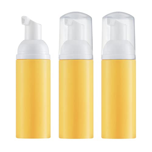 Tekson 3-Pack Empty Foam Soap Dispenser Bottles (60ml/2oz) - Yellow Travel Foaming Containers for Shampoo, Cleanser & Liquid Soap | Perfect for Bathroom, Kitchen, Travel & Salon Use