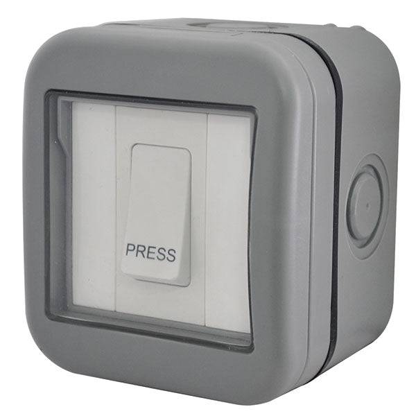 Weatherproof Bell Push Light Switch IP55 WPB14 - Outdoor Waterproof Doorbell Button for Home, Garden & Gate Security - Ideal for Wet Areas, Porches & High Humidity Locations