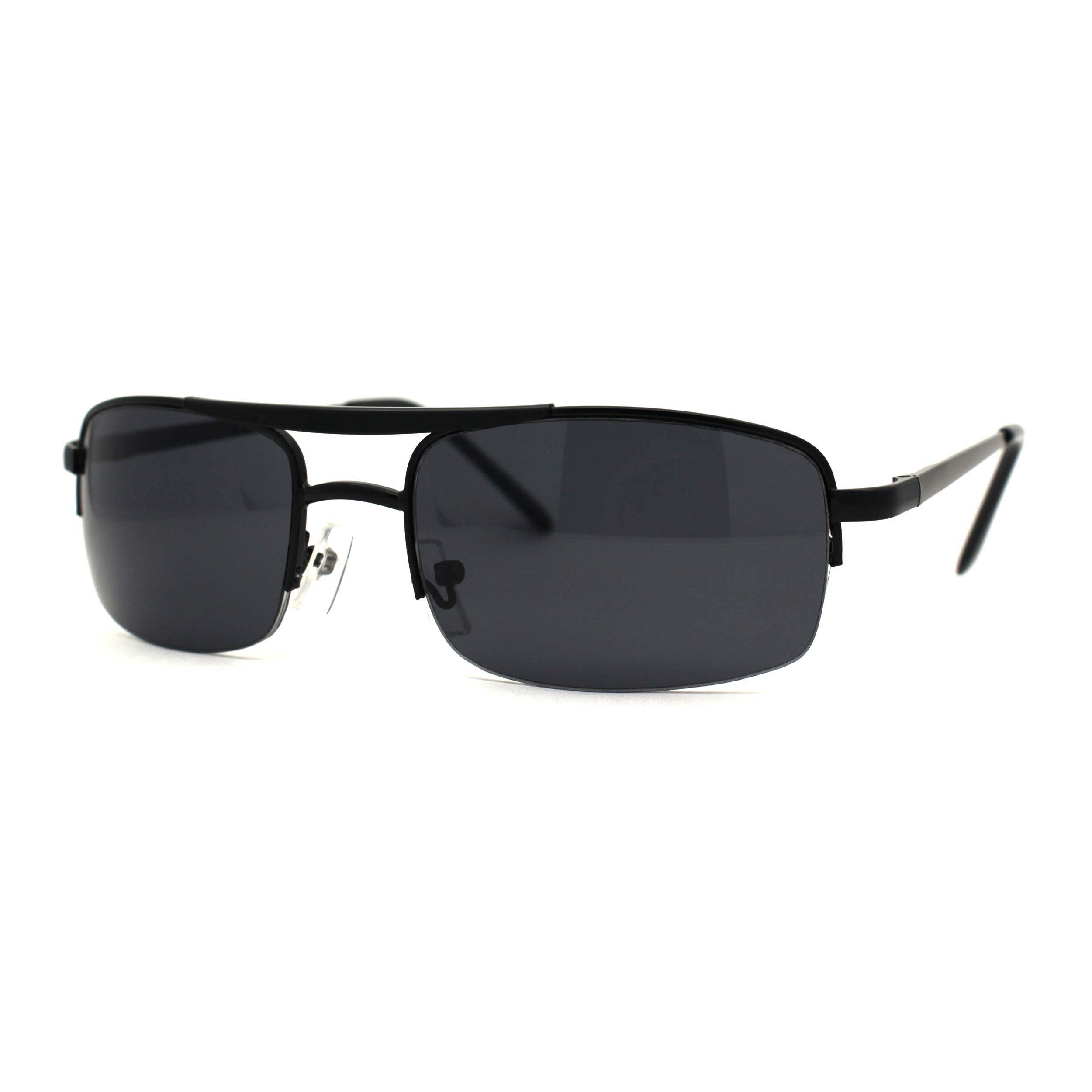 90s Retro Men's Sport Sunglasses - Metal Half Rim Spring Hinge Aviator Shades for Running, Driving & Outdoor Activities