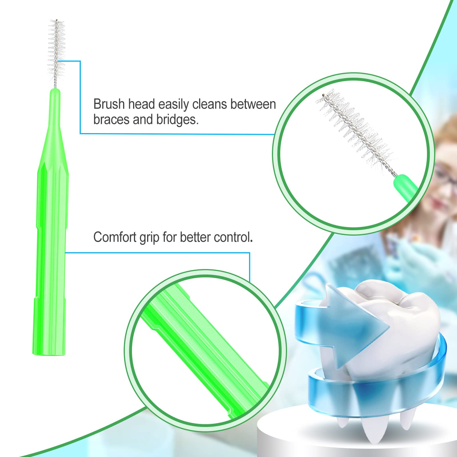 350 Pieces Interdental Brushes for Braces - Soft Gum Cleaning Picks & Dental Flossers | Orthodontic Tooth Cleaners for Oral Hygiene | Perfect for Travel, Home & Office Use (Mixed Colors)