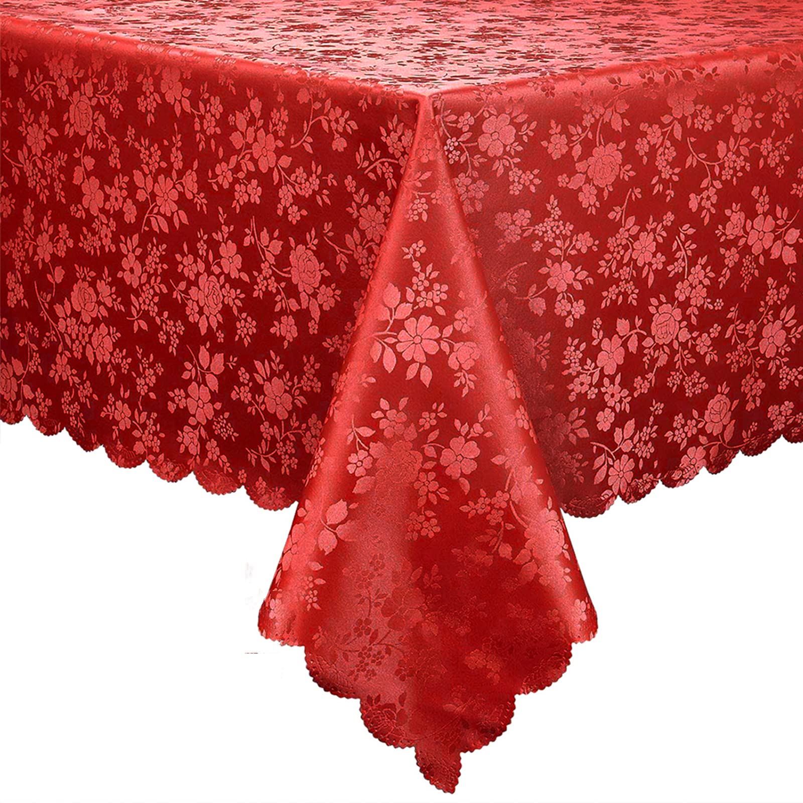 Smiry Waterproof Heavy Duty Vinyl Tablecloth - Wipeable, Washable Rectangle Table Cover for Kitchen, Dining Room, Picnics & Outdoor Events (Red, 52