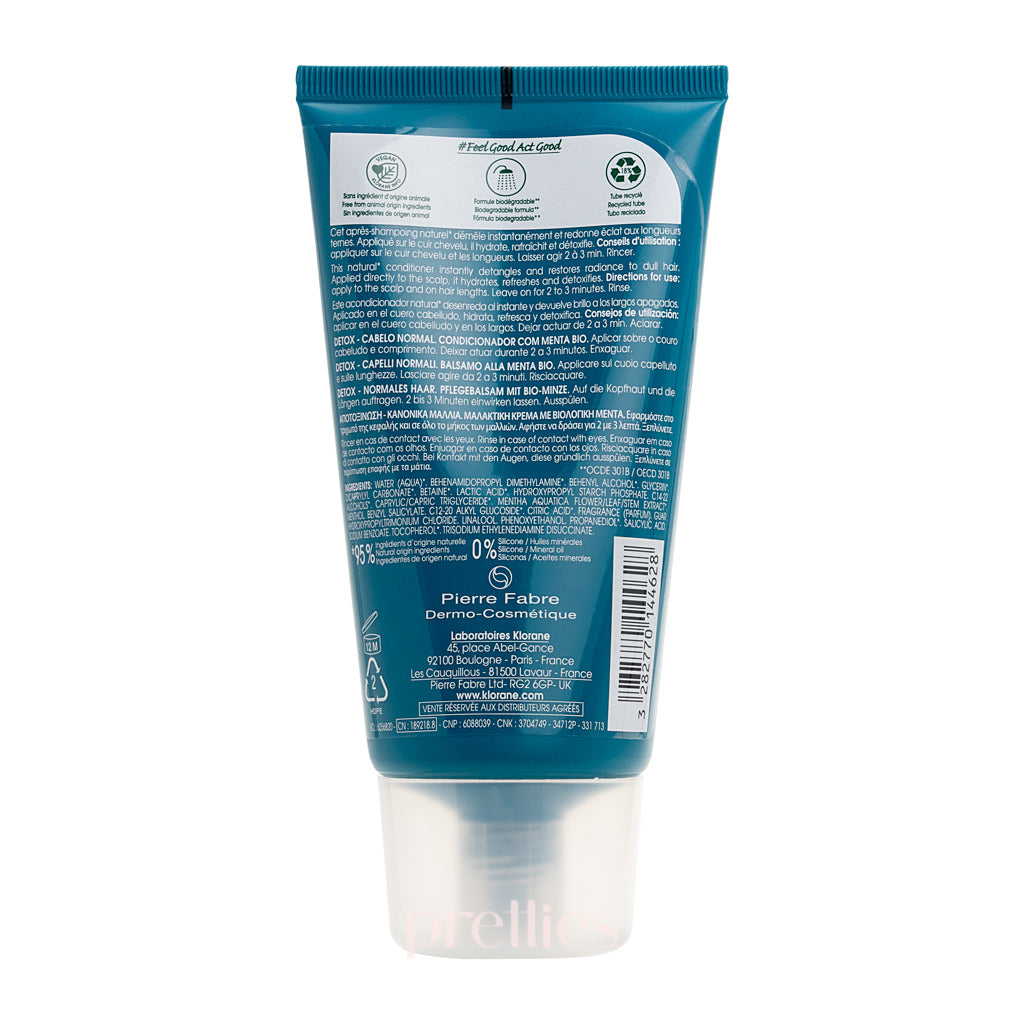 KLORANE Anti Pollution Conditioner with Aquatic Mint 150ml - Detoxifying & Purifying Hair Care for Urban Environments - Perfect for Daily Use in Polluted Cities