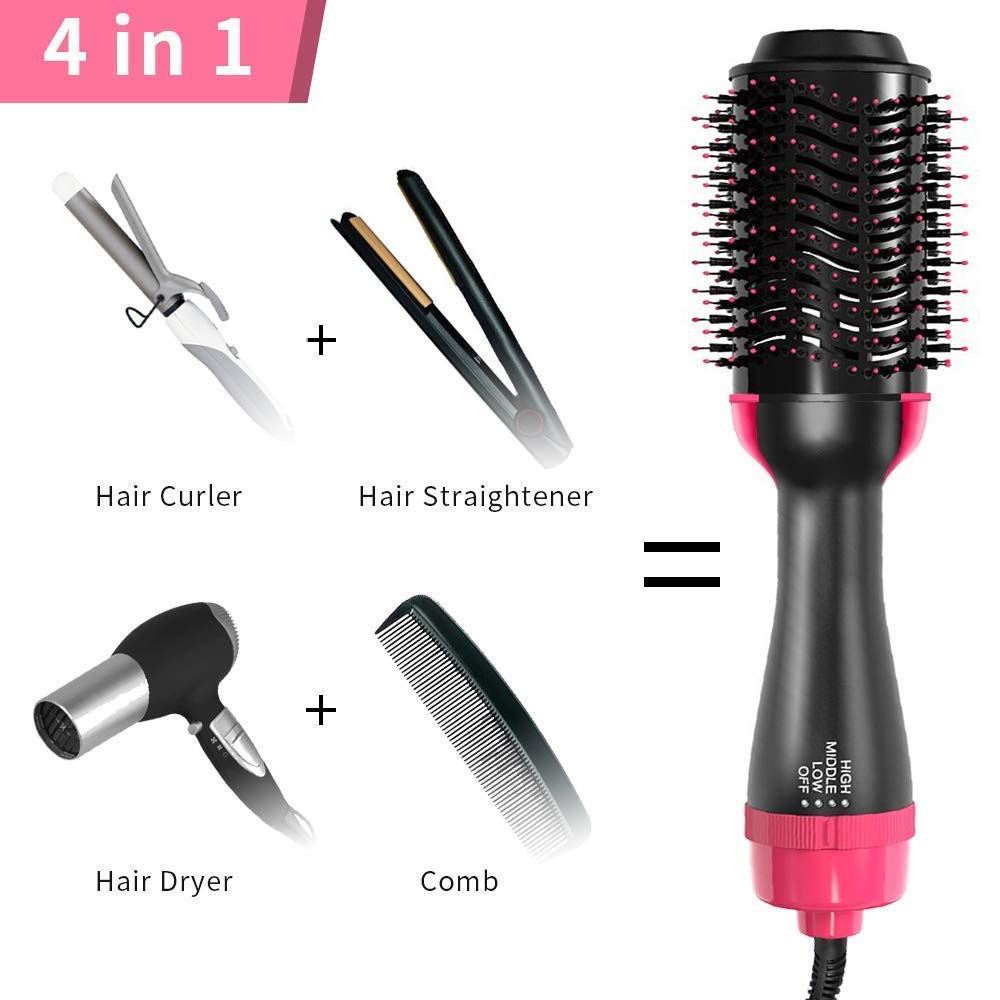 Professional Jiya Electric Hair Dryer Brush - 2-in-1 Hair Styler & Volumizer for Women & Men, Ionic Blow Dryer with Oval Hot Air Brush for Frizz-Free Smoothing & Curling - Perfect for Home Use, Travel & Salon Styling
