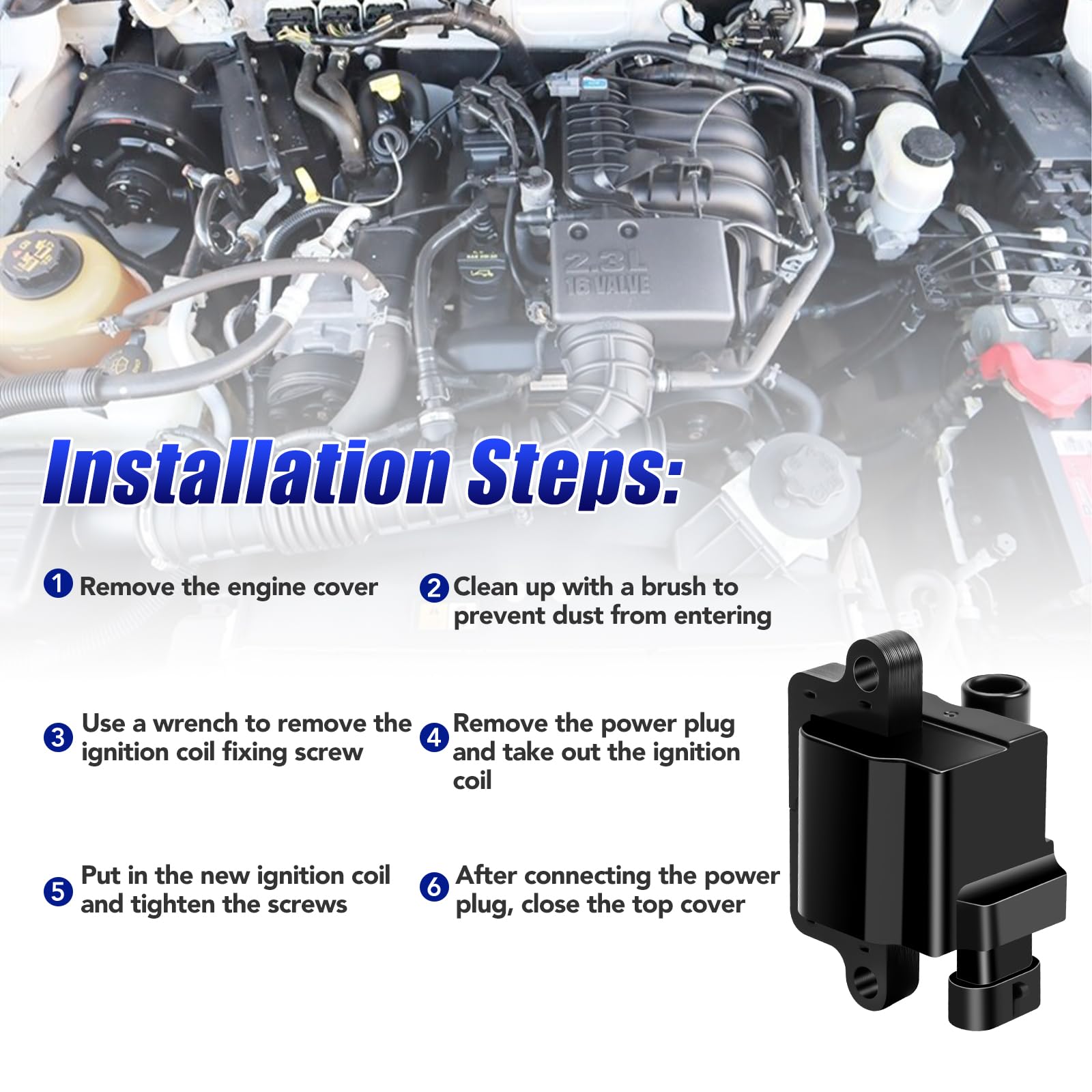 8-Piece Square Ignition Coil Set for Chevy Silverado Avalanche Suburban Tahoe GMC Sierra Yukon 1500 Escalade (2000-2007) - Compatible with 4.8L 5.3L 6.0L V8 Engines, Replaces UF271 D581 - Perfect for Engine Performance Upgrades & Maintenance