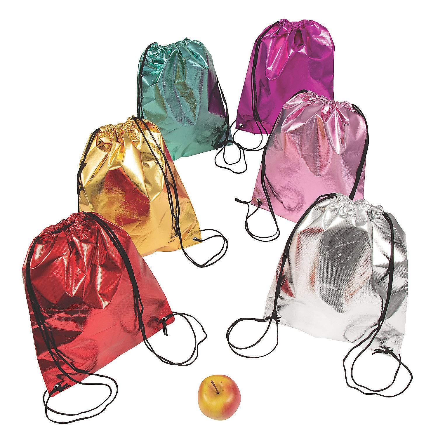 12-Piece Large Metallic Drawstring Bags for Clothes & Accessories - Perfect for Travel, Gym, Storage & Organization