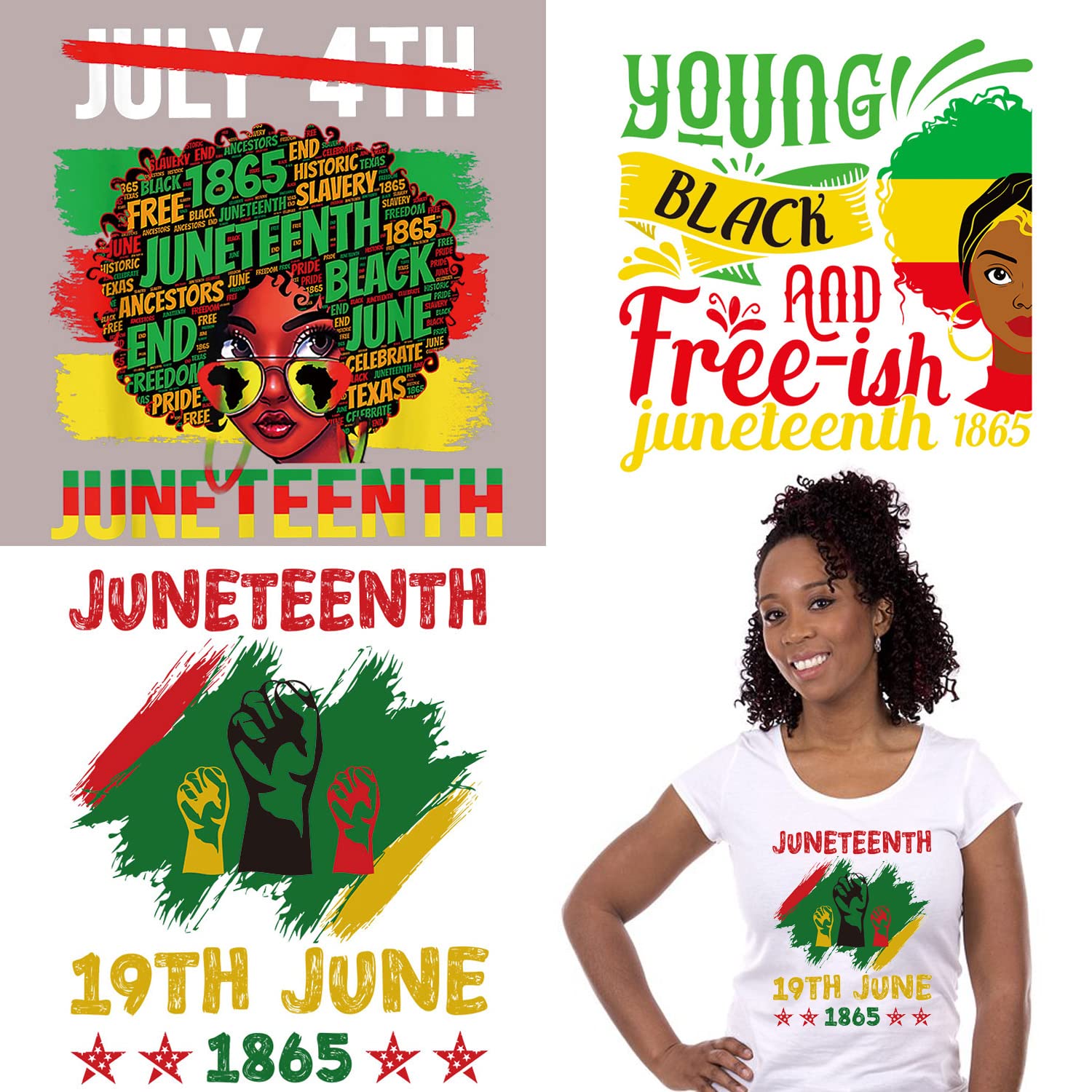 3 Sheets Juneteenth Heat Transfer Vinyl Stickers - Patriotic Iron On Decals for T-Shirts, Hats, Backpacks & Pillows - Perfect for Juneteenth Decorations, Independence Day & Memorial Day Celebrations