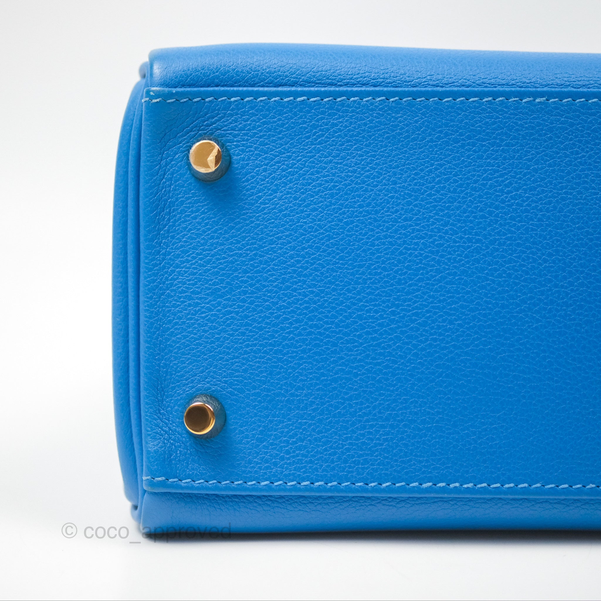 Authentic Hermès Retourne Kelly 28 Handbag in Blue Evercolor Leather with Gold Hardware - Luxury Designer Bag for Women, Perfect for Work, Travel & Special Occasions