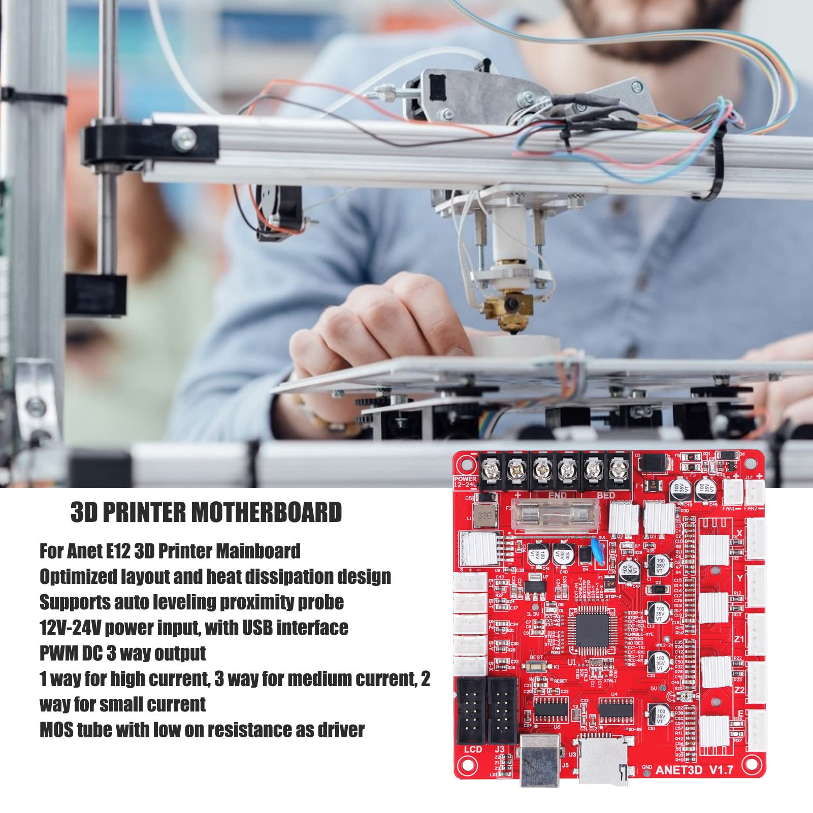 High-Quality 3D Printer Motherboard & Mainboard for Anet E12 - Reliable Desktop 3D Printer Control Module for DIY Printing & Maker Projects