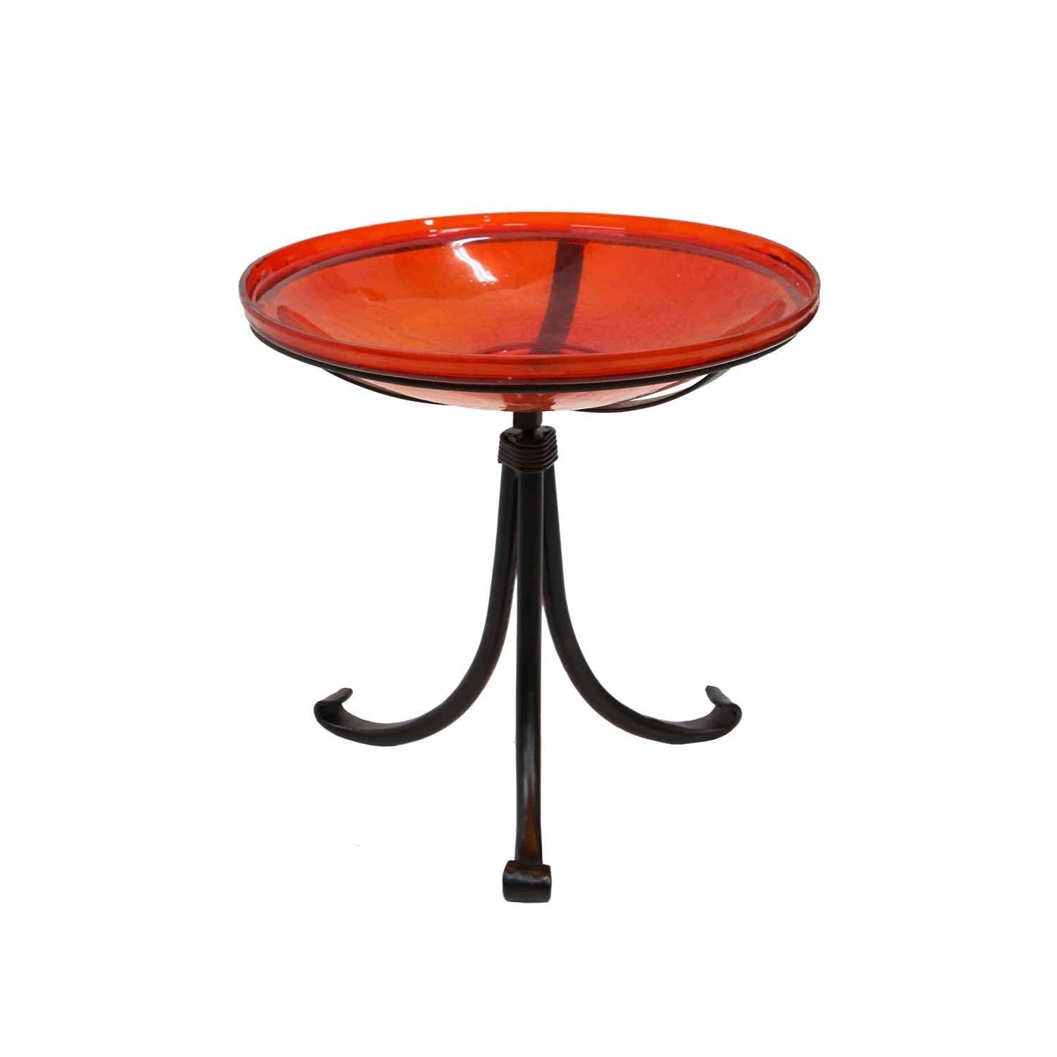 Red Crackle Glass Birdbath Bowl - Durable Outdoor Garden Decor for Birds - Perfect for Backyard, Patio & Wildlife Habitat