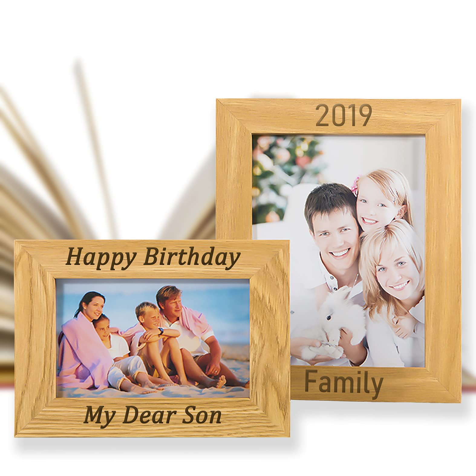 Custom Engraved Solid Wood Picture Frames 8x10 Inches - Personalized Photo Frames with Text for Wall or Tabletop Display - Perfect for Home Decor, Wedding Photos, and Family Memories (Horizontal)