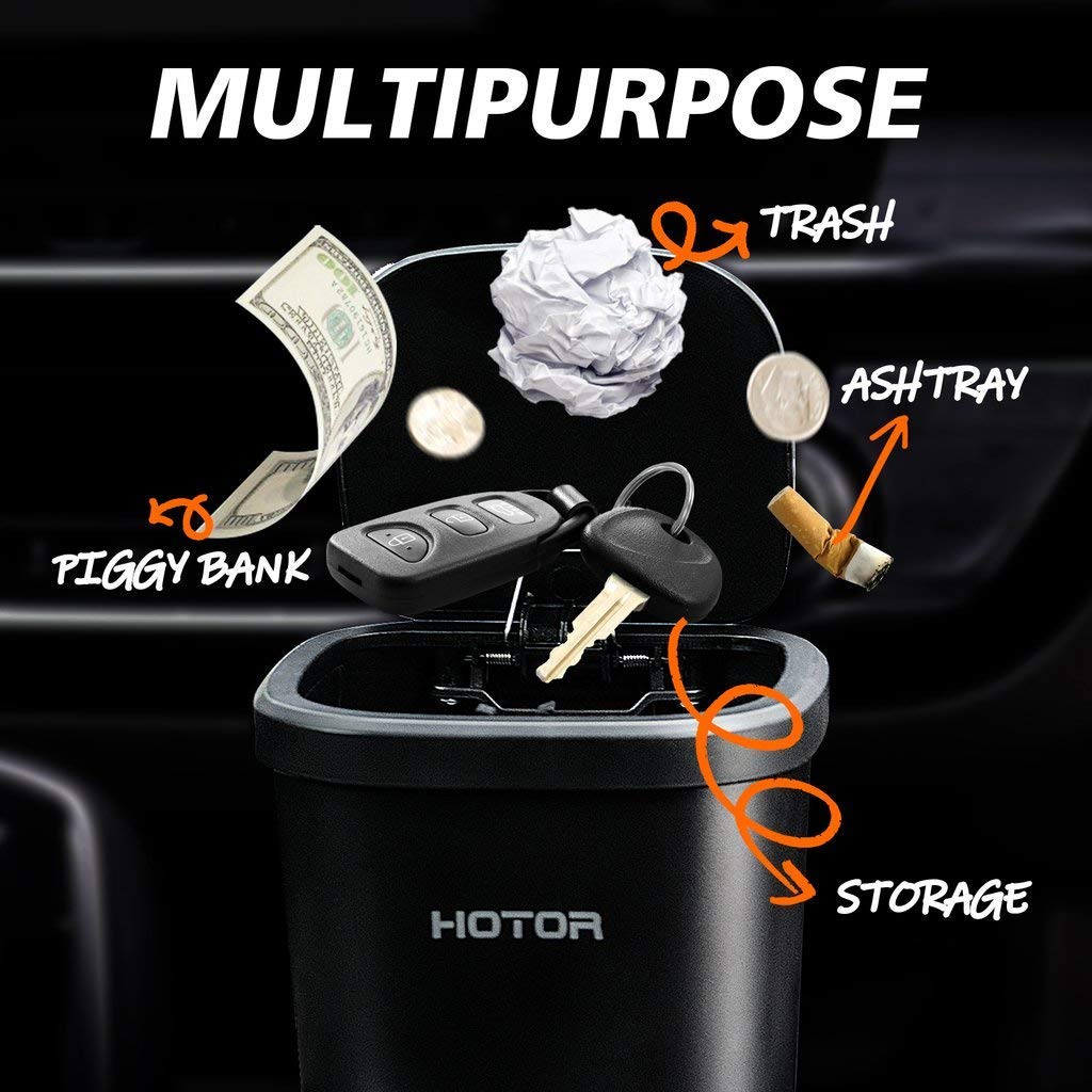 HOTOR Car Trash Can with 30 Extra Trash Bags - Multipurpose Auto Waste Bin for Car, Office & Home Use - Leakproof & Portable Vehicle Garbage Container (2 Pack) - Perfect for Road Trips, Daily Commute & Workspace Organization