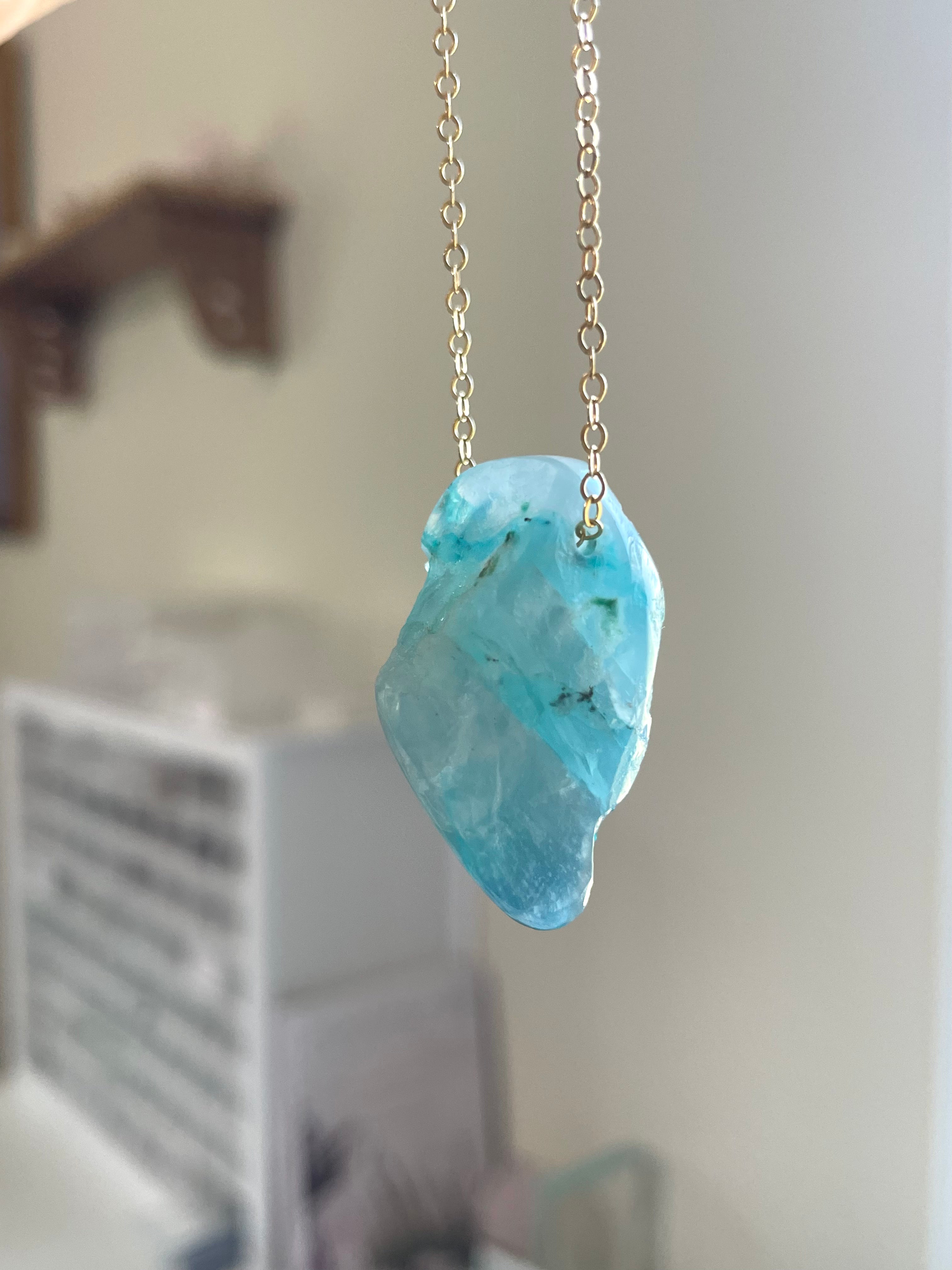 Raw Chrysocolla Pendant Necklace - Natural Stone Jewelry for Women, Healing Crystal Necklace for Spiritual Energy & Chakra Balancing | Perfect for Meditation, Yoga & Boho Fashion