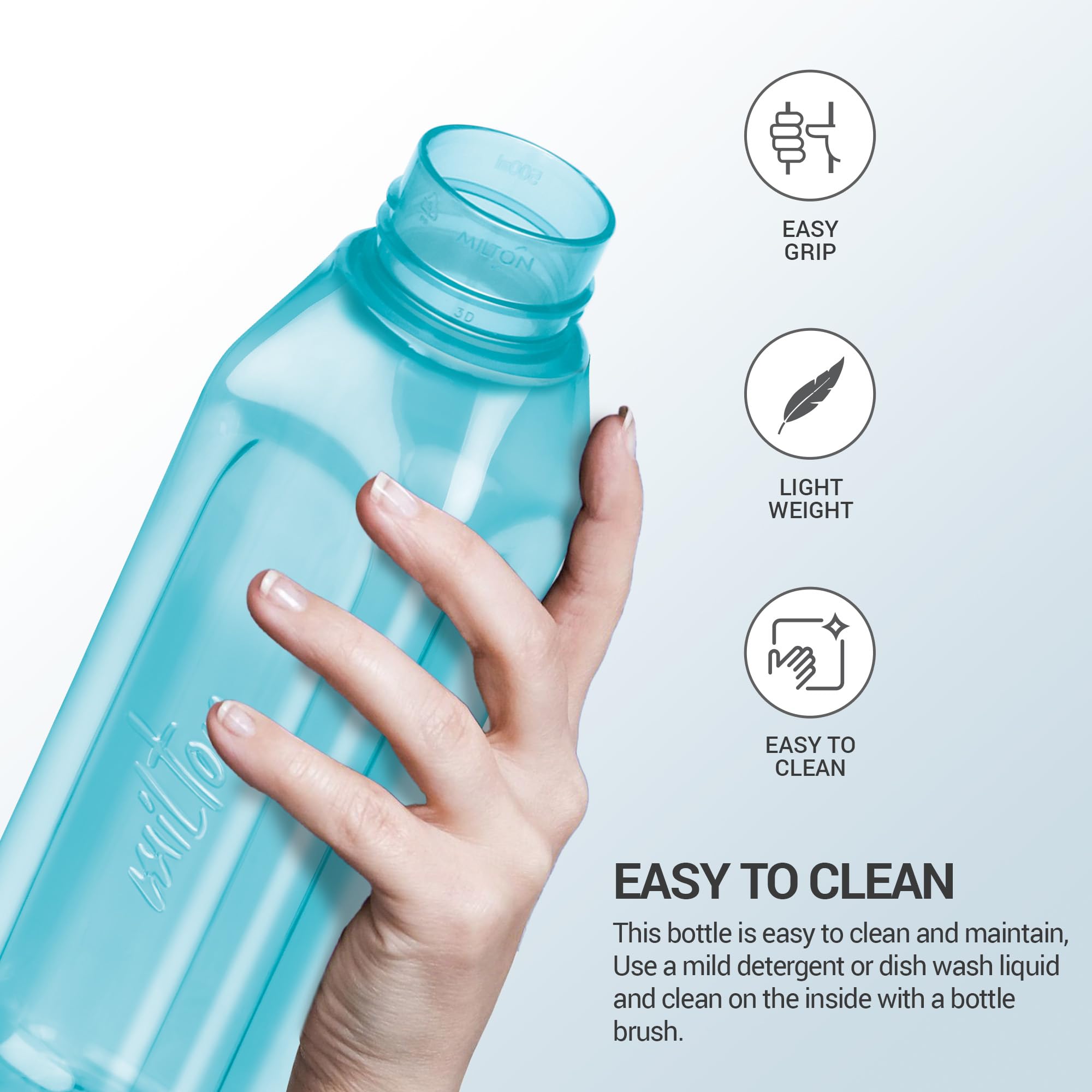 MILTON Prime 500 470ml BPA Free Leak Proof Reusable Plastic Water Bottle - Blue | Insulated Thermo Bottle for School, Office, Gym, Hiking & Outdoor Activities
