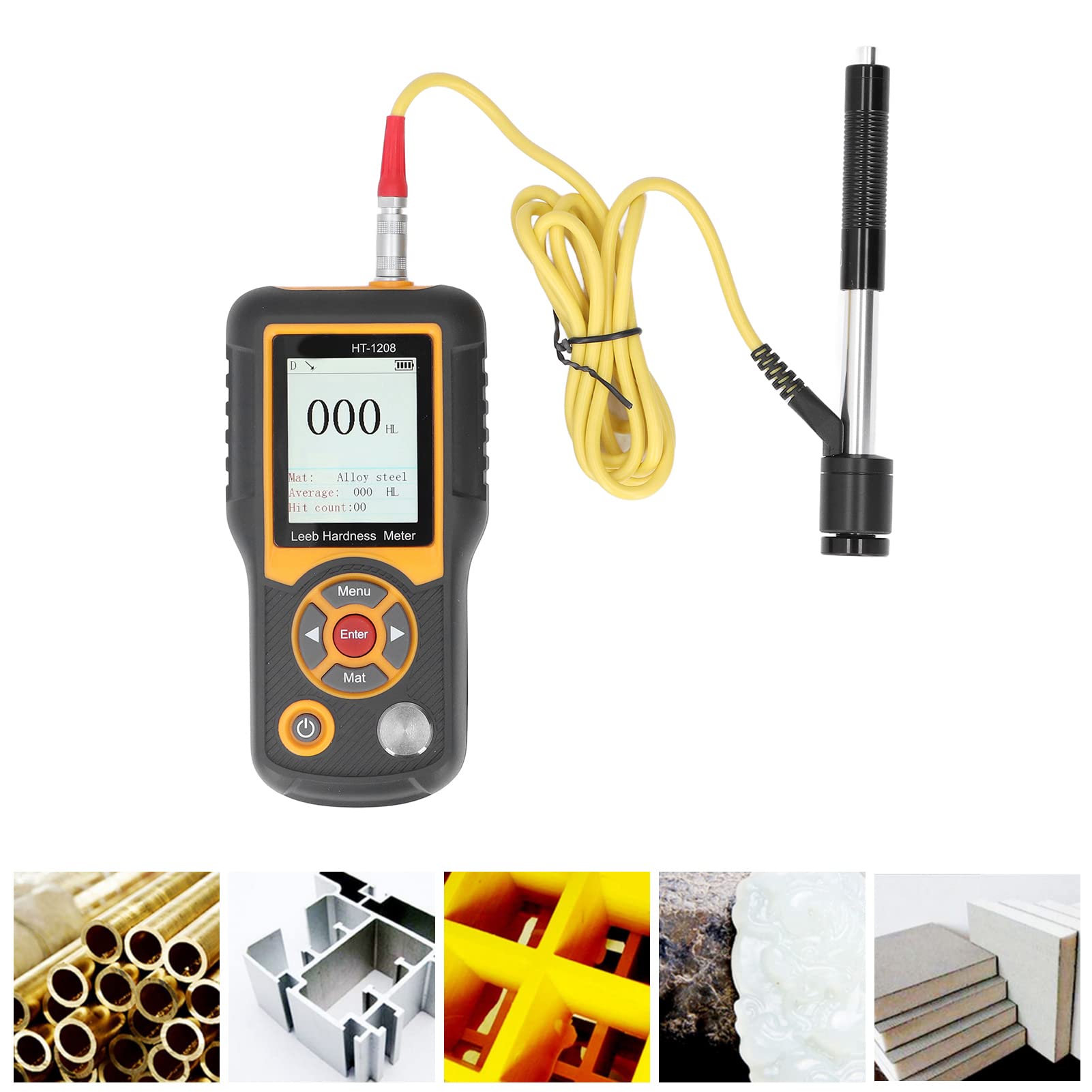 Portable Hardness Tester 170-960 HL Digital Durometer | HRA HRB HRC HB HV HSD Scale | TFT Color Screen | for Steel, Iron, Bronze, Copper, Aluminum (HT-1208) | Metal Testing, Quality Control, Industrial Use