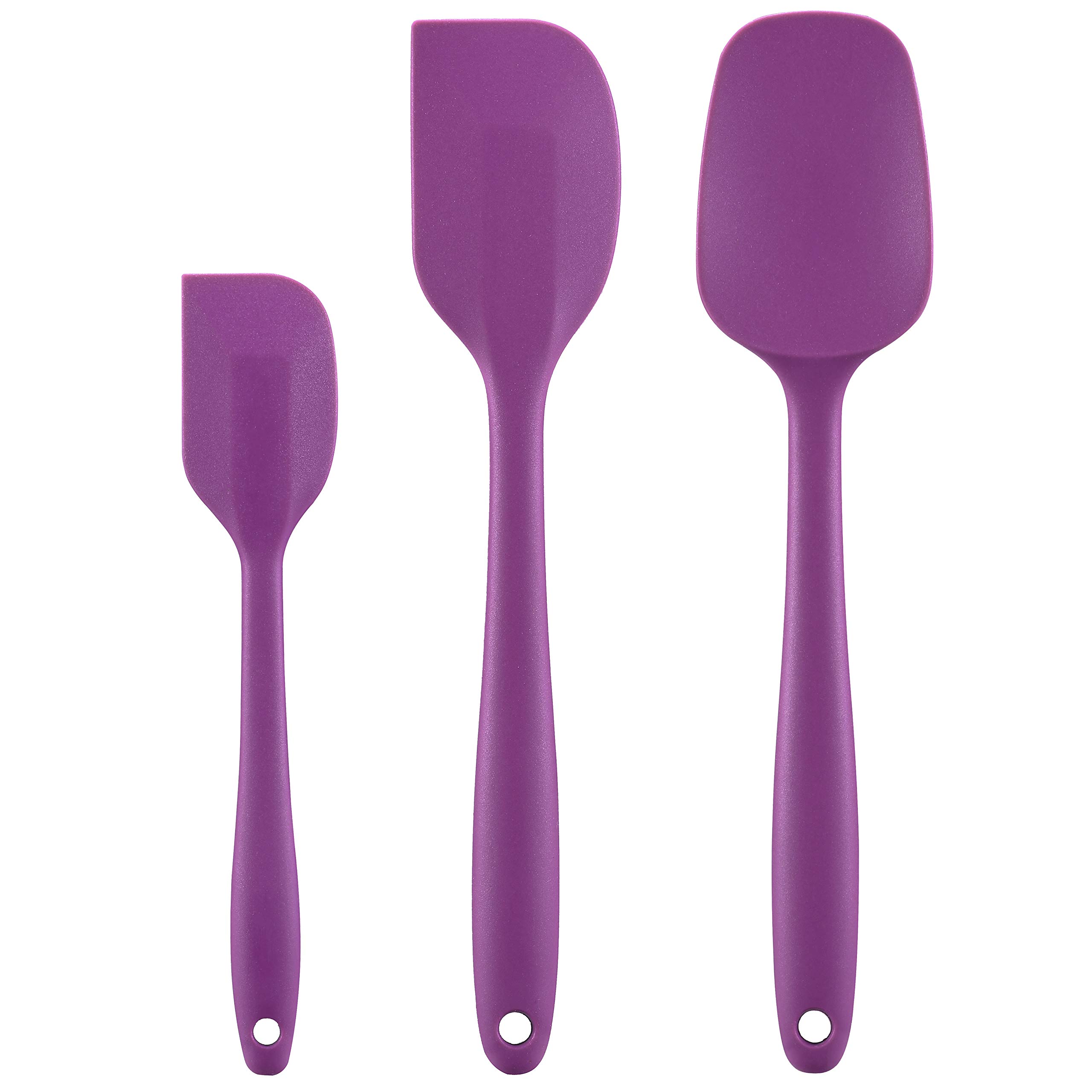 Heat-Resistant Silicone Spatula Set - 600°F Safe Baking & Cooking Utensils - Non-Stick Rubber Spatula & Spoon (Purple) - Perfect for Mixing, Flipping, Scraping Bowls & Pans
