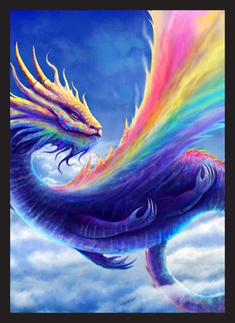 50 MTG Standard Card Sleeves - Premium Deck Protectors with Rainbow Dragon Design | Perfect for Magic: The Gathering, Yu-Gi-Oh! and Trading Card Game Protection