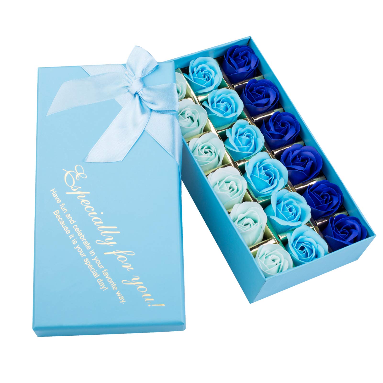 18 PCS Floral Scented Rose Petal Bath Soap Set with Plant Essential Oils | Luxury Handmade Soap Gift for Women, Girls, Mom | Perfect for Valentine's Day, Birthday & Christmas Gifts | Blue Rose Soap for Relaxing Bath & Spa Experience