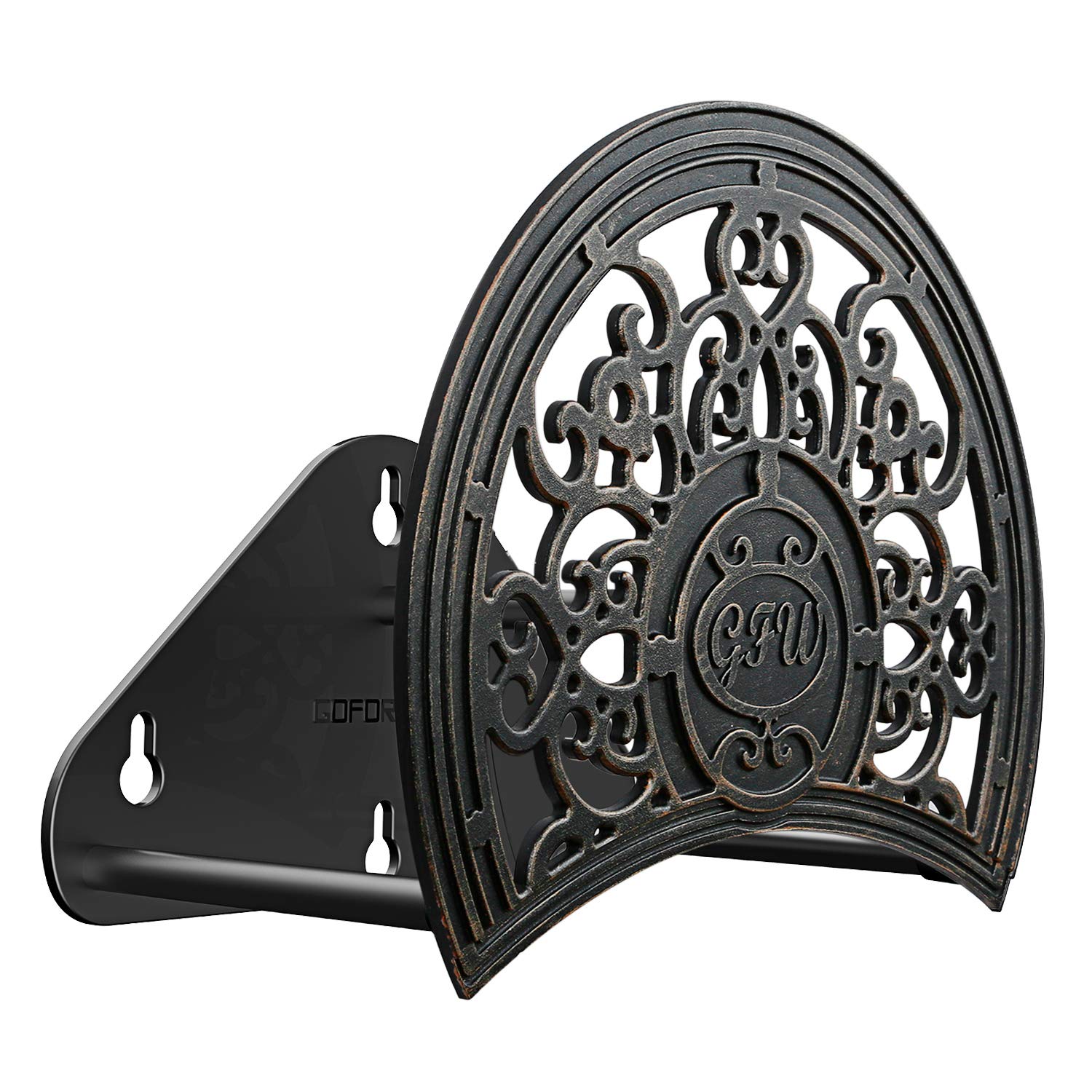 GOFORWILD Stainless Cast Aluminum Garden Hose Holder - Decorative Hose Butler & Wall Mount Hose Rack - Durable Water Hose Hanger for 125-Feet 5/8-Inch Hose - Perfect for Lawn, Garden & Outdoor Watering