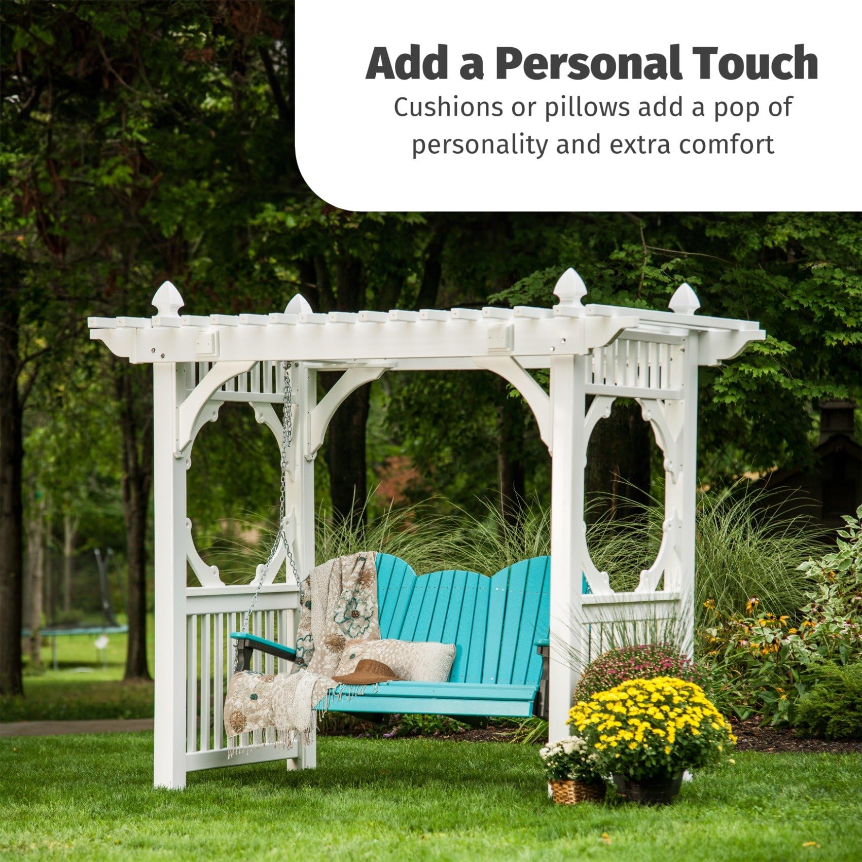 LuxCraft 5' Adirondack Hanging Porch Swing with Flip Down Console - Outdoor Patio Swing Chair, Front Porch Swing Bench in Antique Mahogany - Perfect for Backyard, Garden, and Deck Relaxation