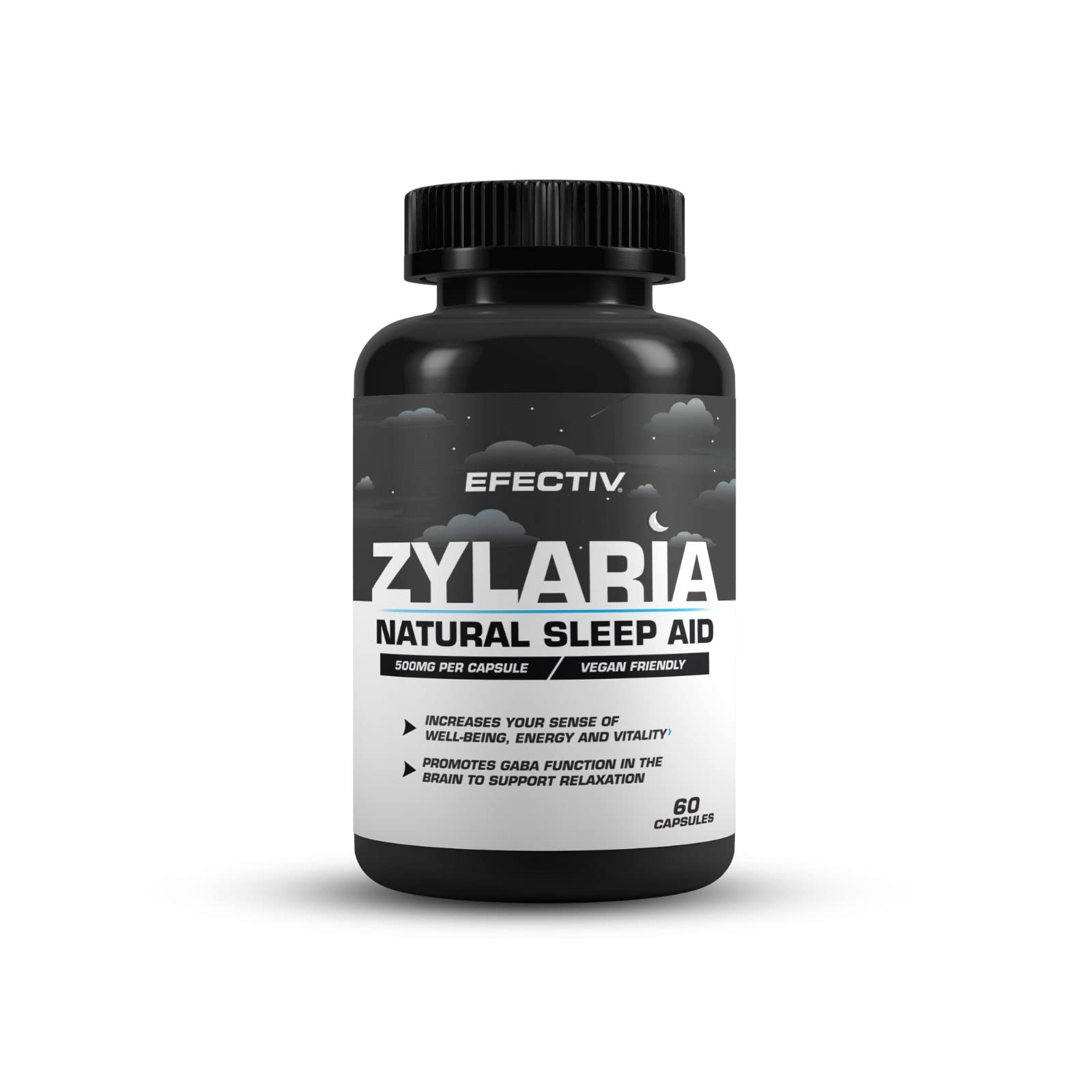 Efectiv Nutrition Zylaria - Natural Sleep Support & Relaxation Supplement with Ashwagandha & Melatonin, 60 Capsules for Deep Sleep, Stress Relief & Nighttime Calm | Perfect for Insomnia, Jet Lag & Anxiety Relief