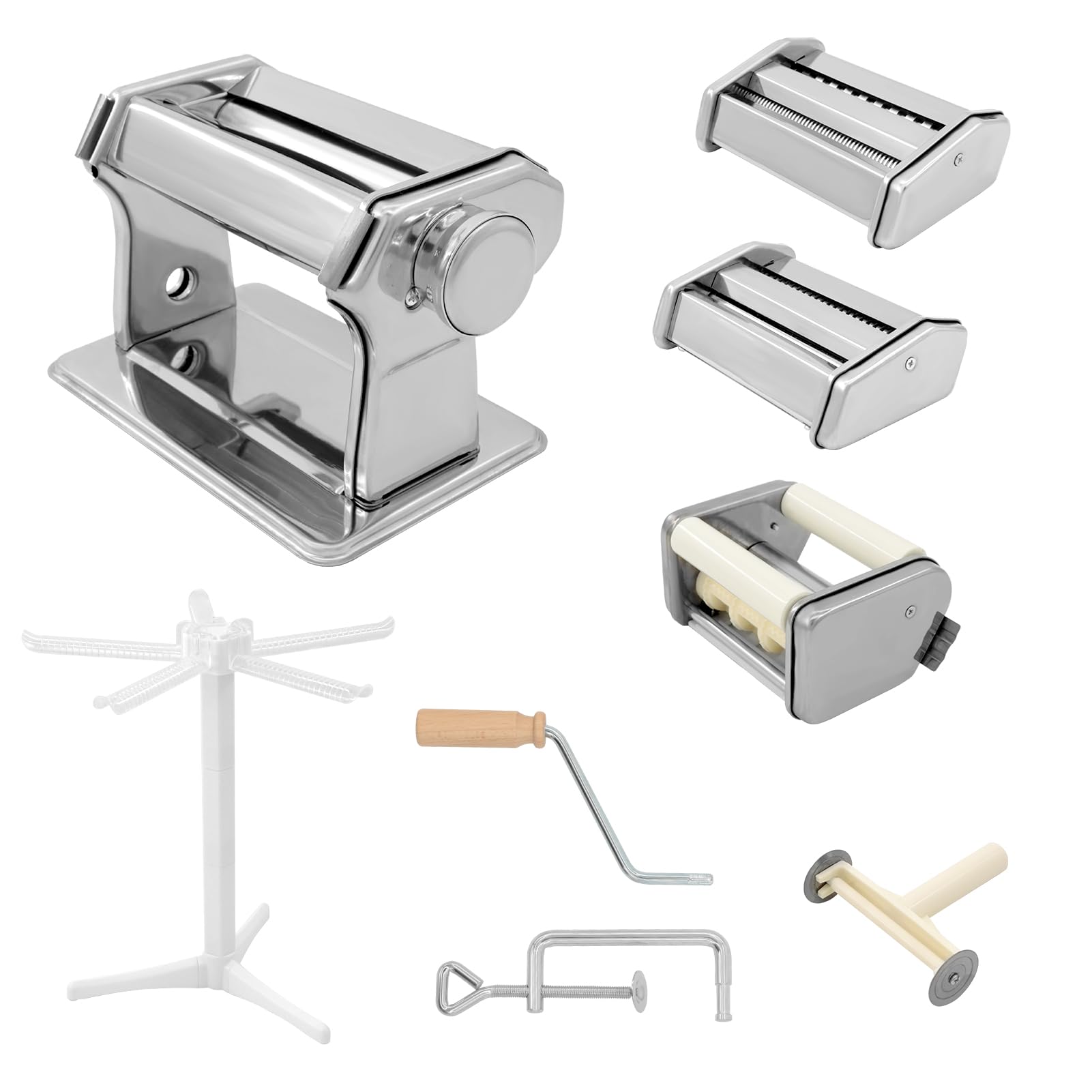 4-in-1 Detachable Pasta Maker Machine with 9 Adjustable Thickness Settings - Pasta Roller, Noodle Maker & Drying Rack for Spaghetti, Fettuccine, Lasagna & Dumpling Skins - Perfect for Home Kitchen & Italian Cooking Enthusiasts