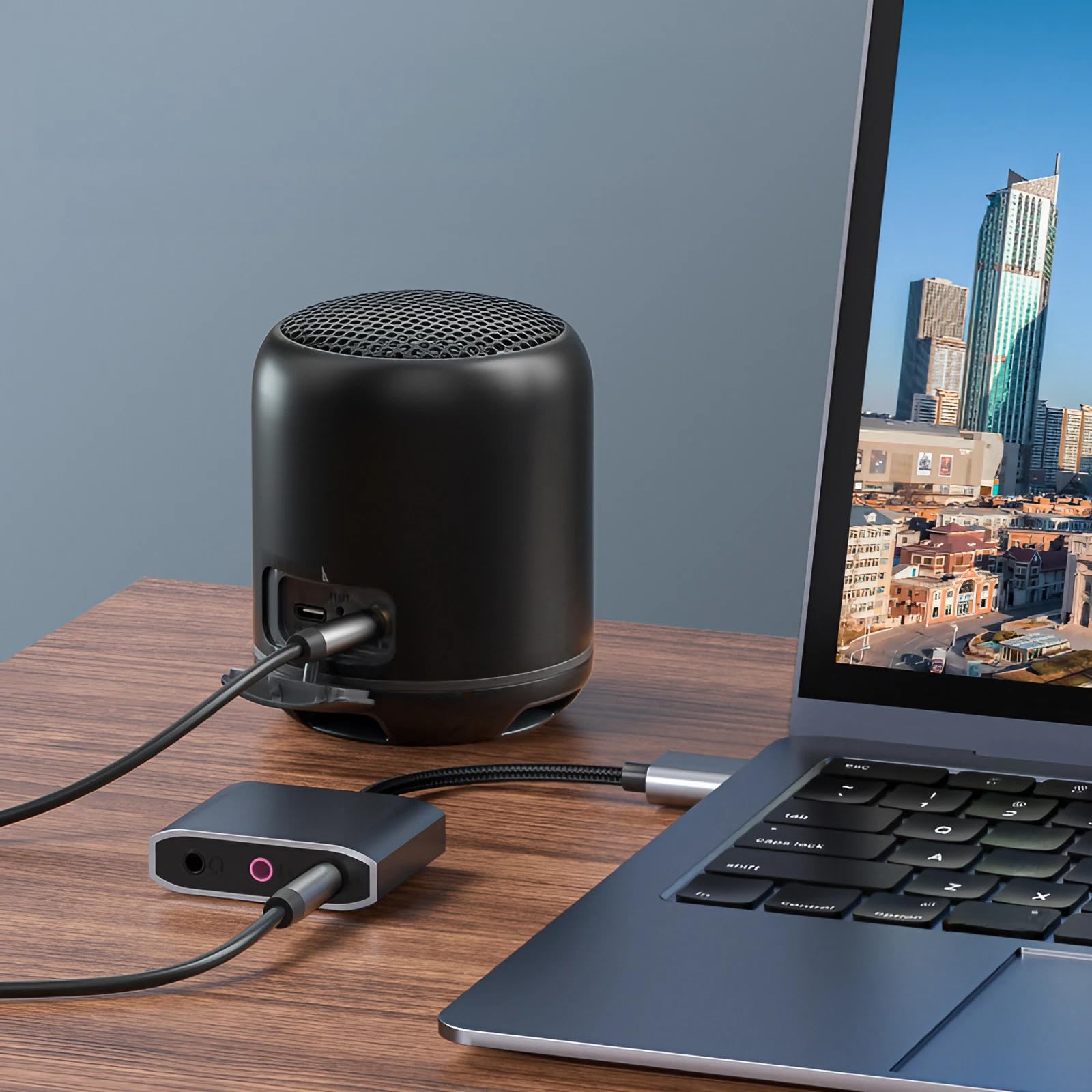 USB Audio Adapter - 3.5mm Aux to USB Converter, External USB Sound Card with Microphone Support for PC, Laptop, Mac - Perfect for Gaming, Online Meetings & Music Recording