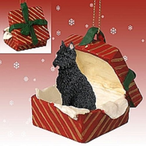 Bouvier des Flandres Christmas Gift Box - Red Dog Breed Ornament for Tree Decor, Pet Lover Present, Holiday Home Decoration